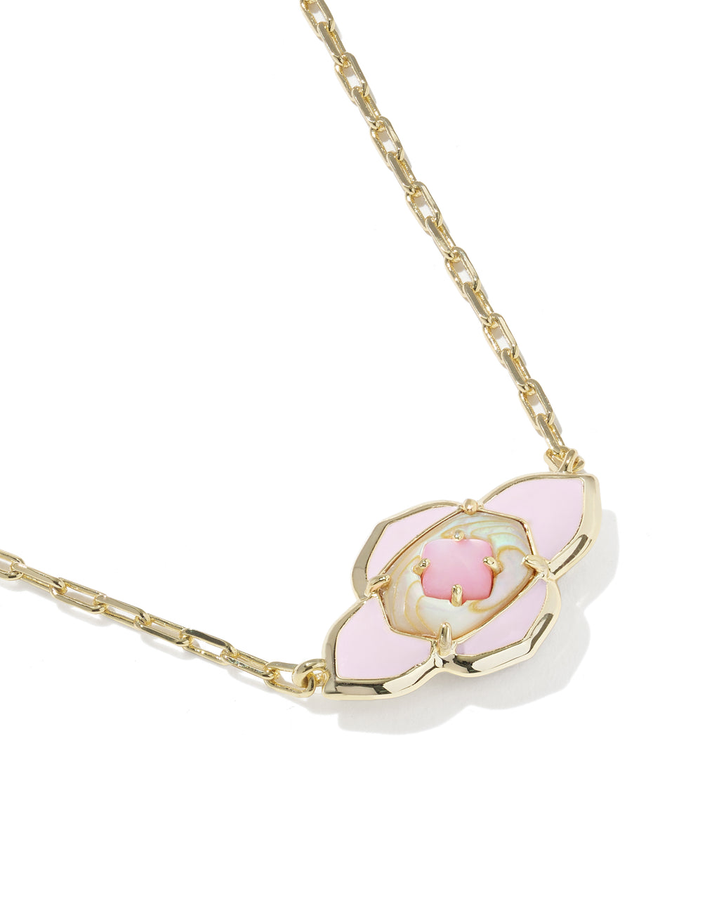 Kendra Scott Abbie Medallion Short Pendant Necklace - Gold Pink Mix
