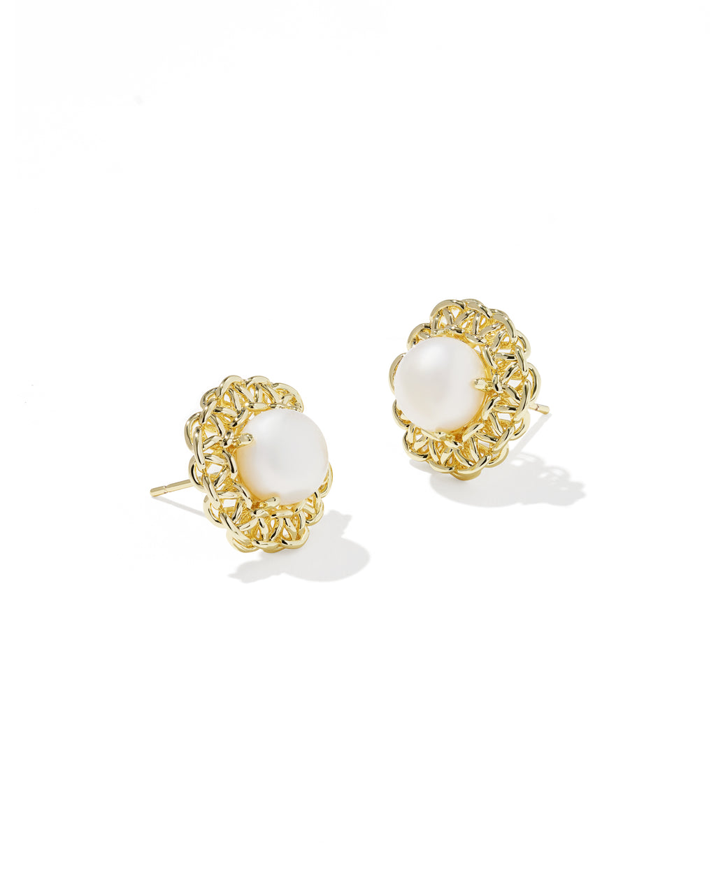 Kendra Scott Gabriella Pearl Stud Earrings - Gold Freshwater Cultured Pearl
