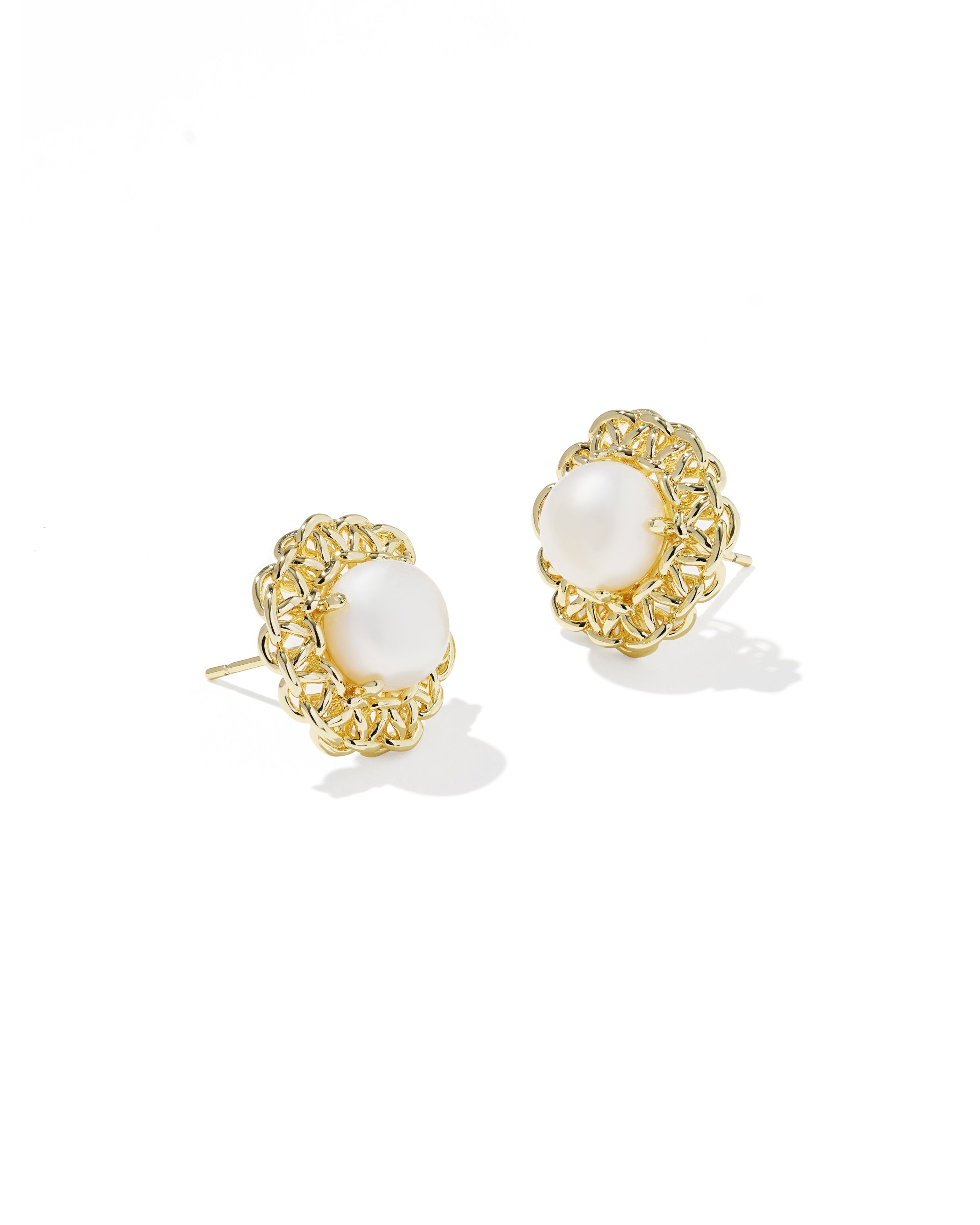 Kendra Scott Gabriella Pearl Stud Earrings - Gold Freshwater Cultured Pearl