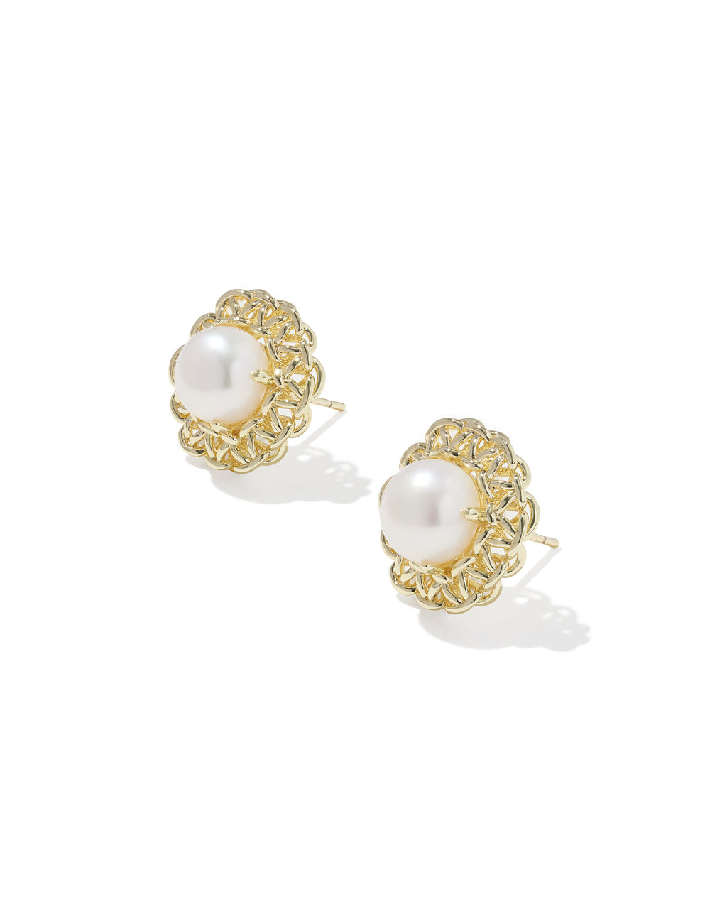 Kendra Scott Gabriella Pearl Stud Earrings - Gold Freshwater Cultured Pearl
