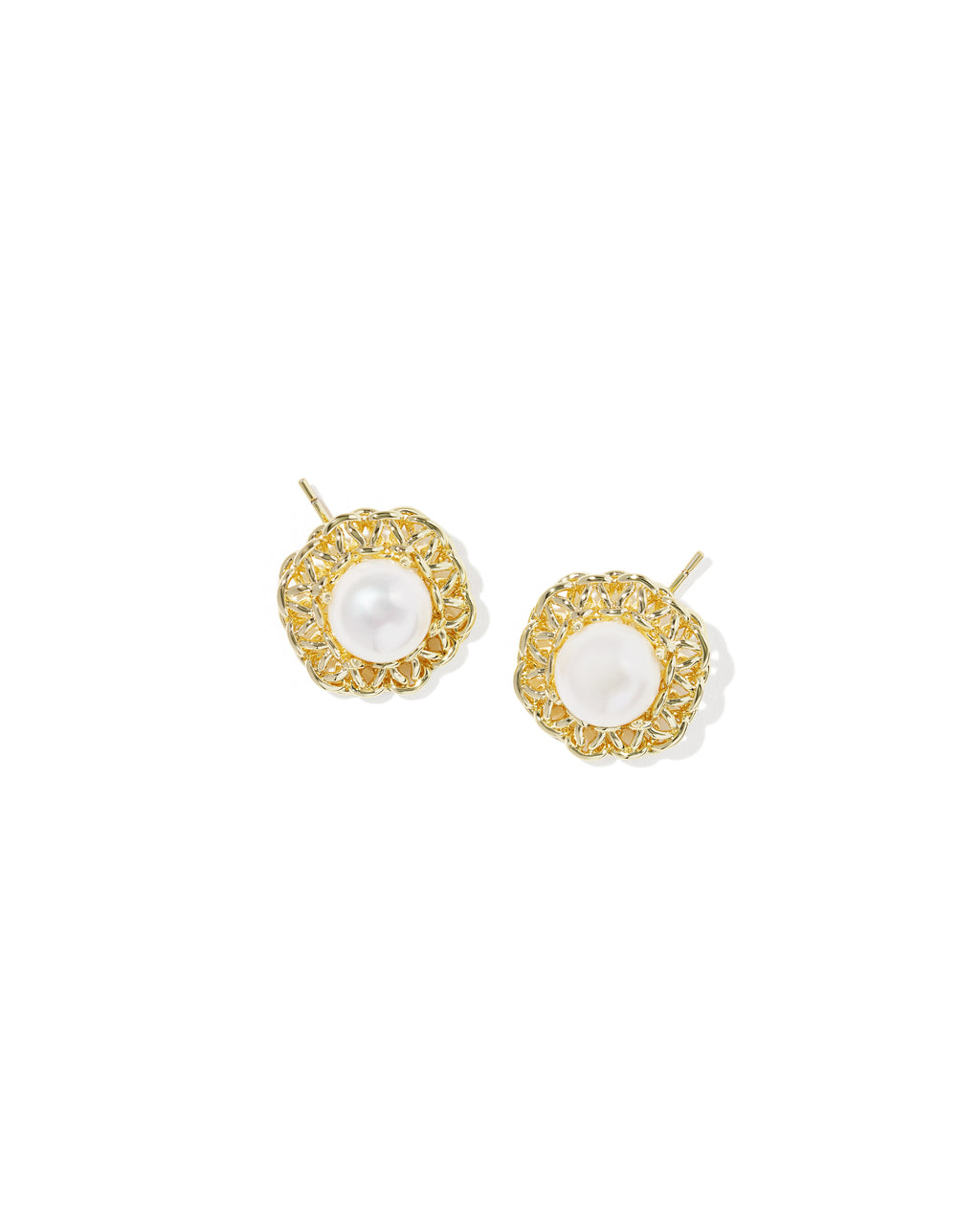 Kendra Scott Gabriella Pearl Stud Earrings - Gold Freshwater Cultured Pearl