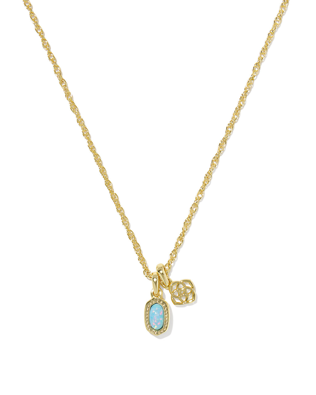 Kendra Scott Mini Elisa Dira Necklace - Gold Blue Lab Grown Opal