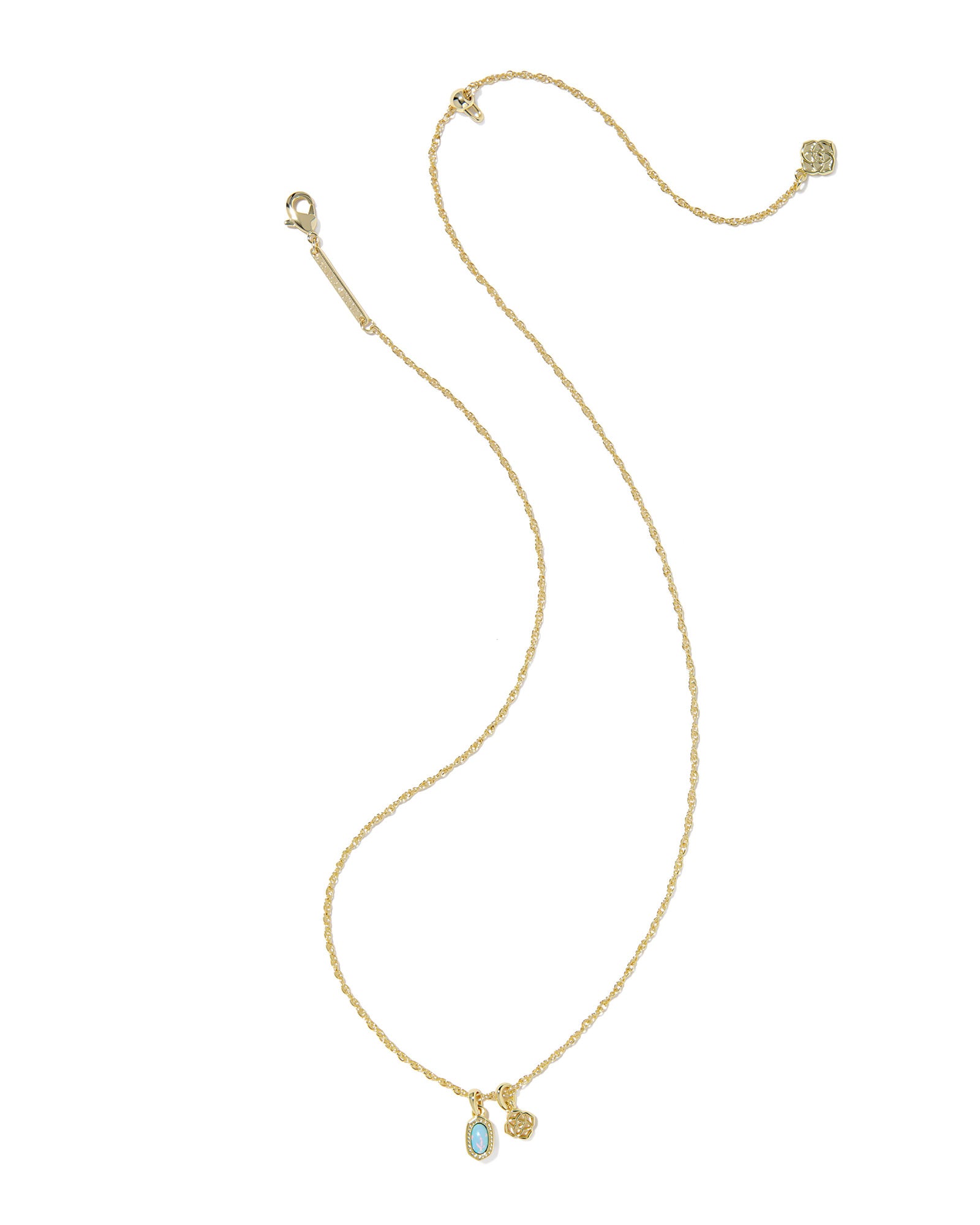 Kendra Scott Mini Elisa Dira Necklace - Gold Blue Lab Grown Opal