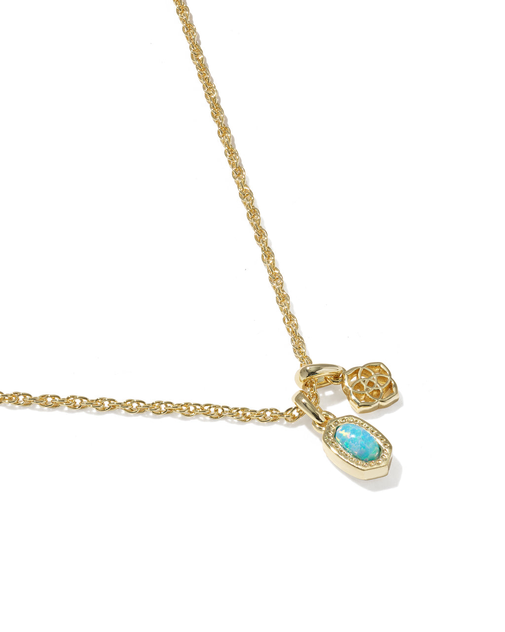 Kendra Scott Mini Elisa Dira Necklace - Gold Blue Lab Grown Opal