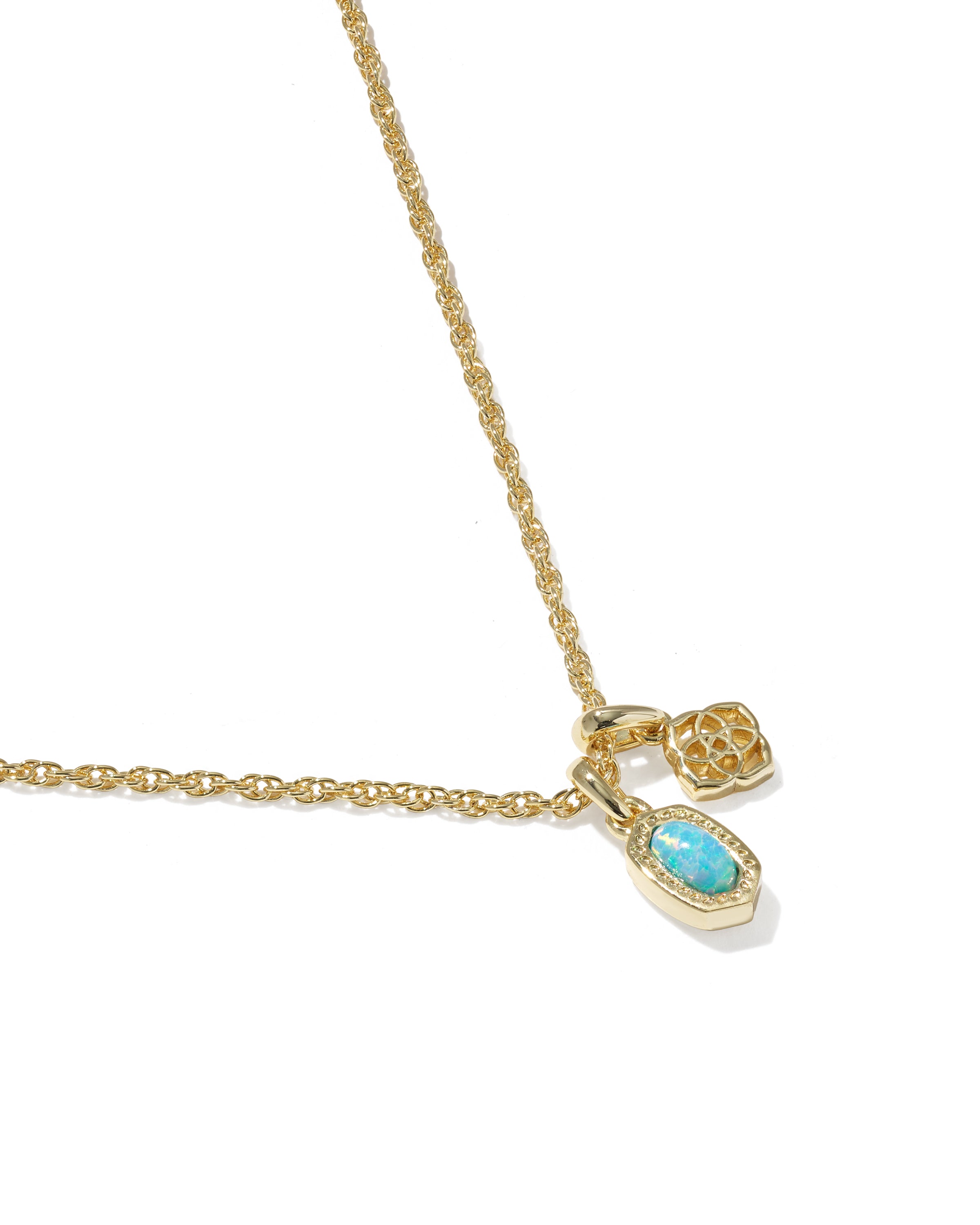 Kendra Scott Mini Elisa Dira Necklace - Gold Blue Lab Grown Opal