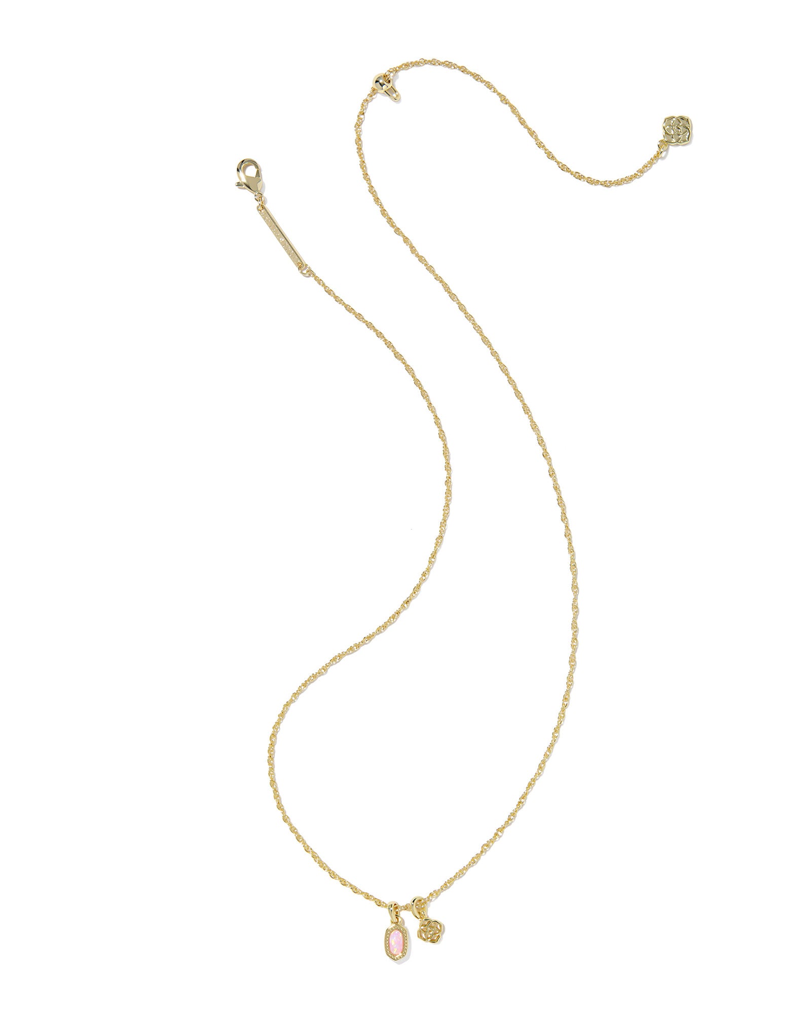 Kendra Scott Mini Elisa Dira Necklace - Gold Light Pink Lab Grown Opal