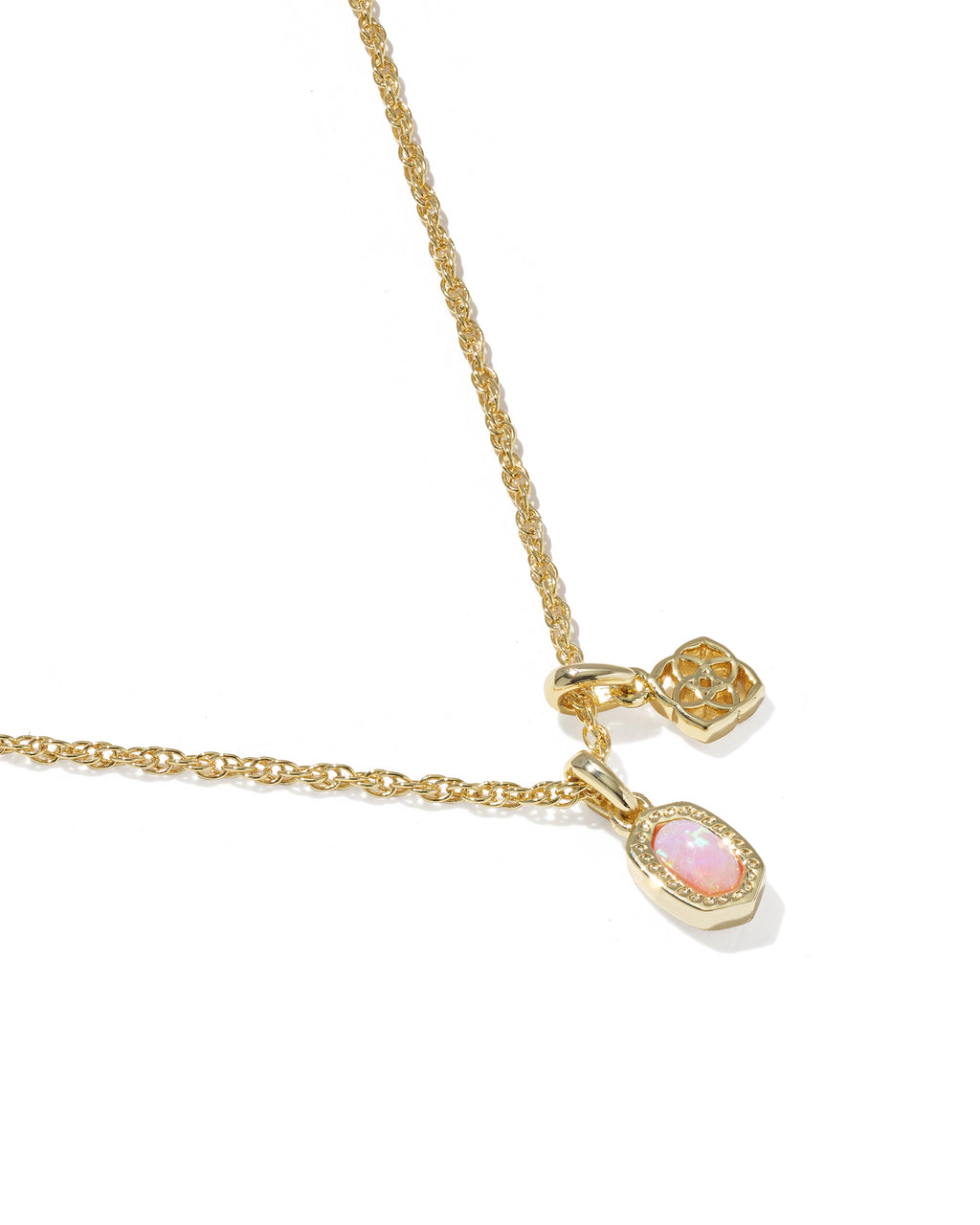 Kendra Scott Mini Elisa Dira Necklace - Gold Light Pink Lab Grown Opal