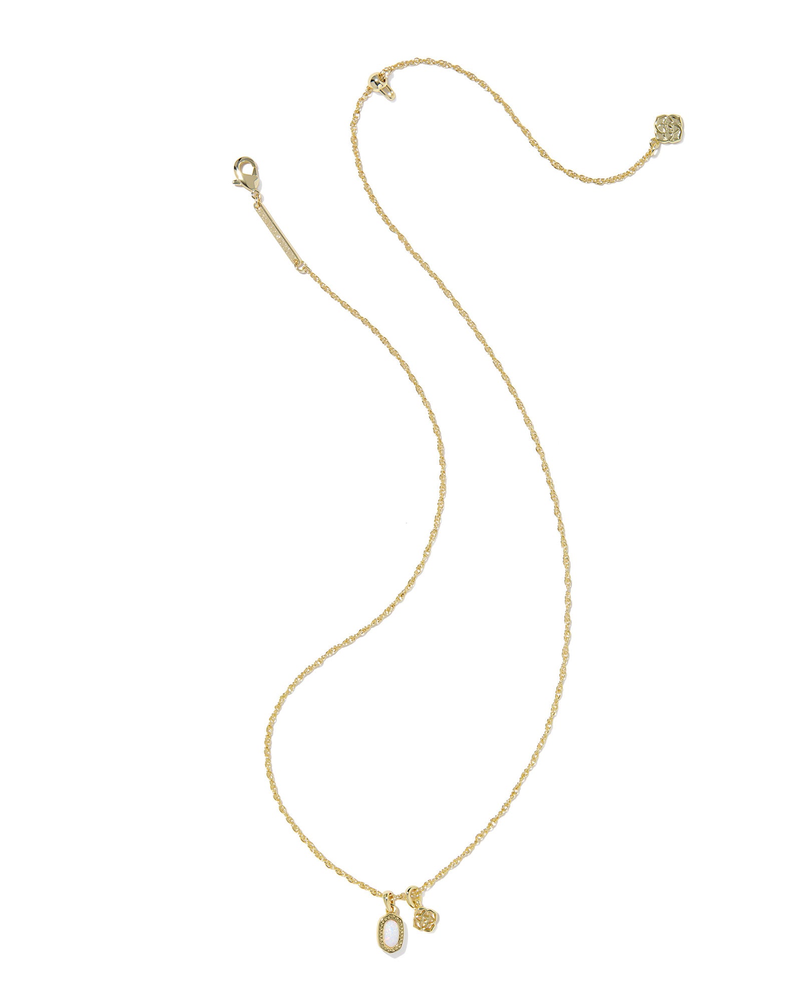 Kendra Scott Mini Elisa Dira Necklace - Gold Bright White Lab Grown Opal