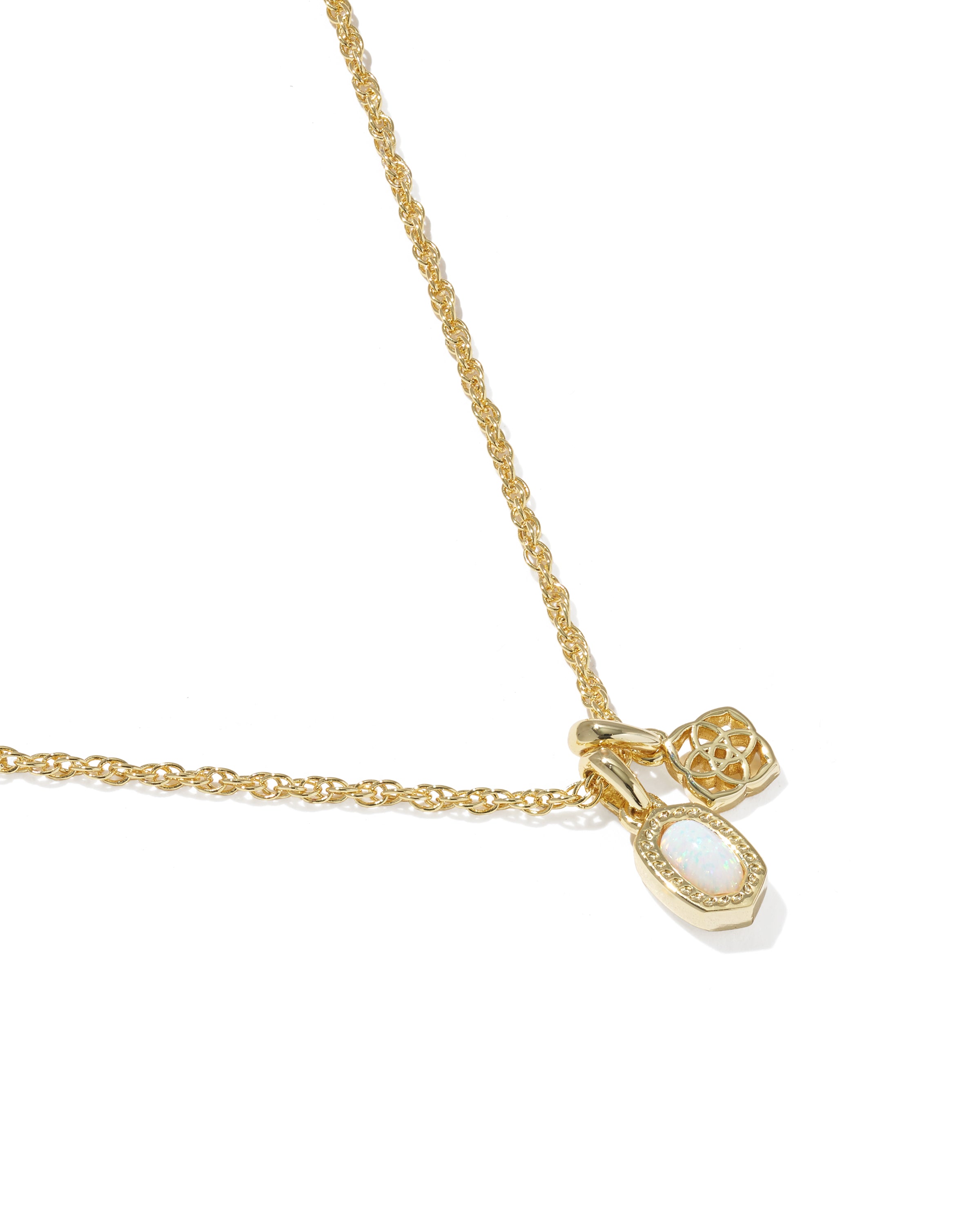 Kendra Scott Mini Elisa Dira Necklace - Gold Bright White Lab Grown Opal