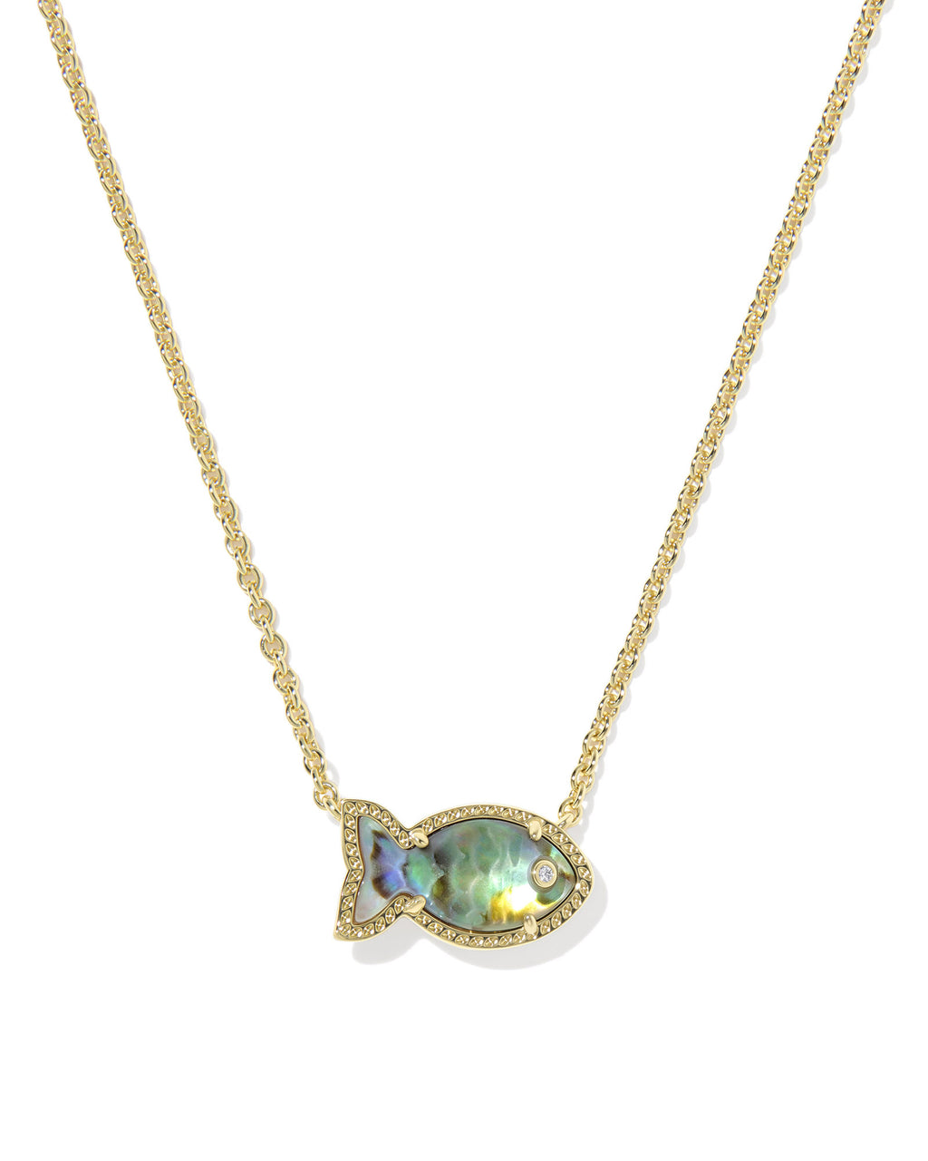 Kendra Scott Parker Fish Short Pendant Necklace - Gold Abalone Shell
