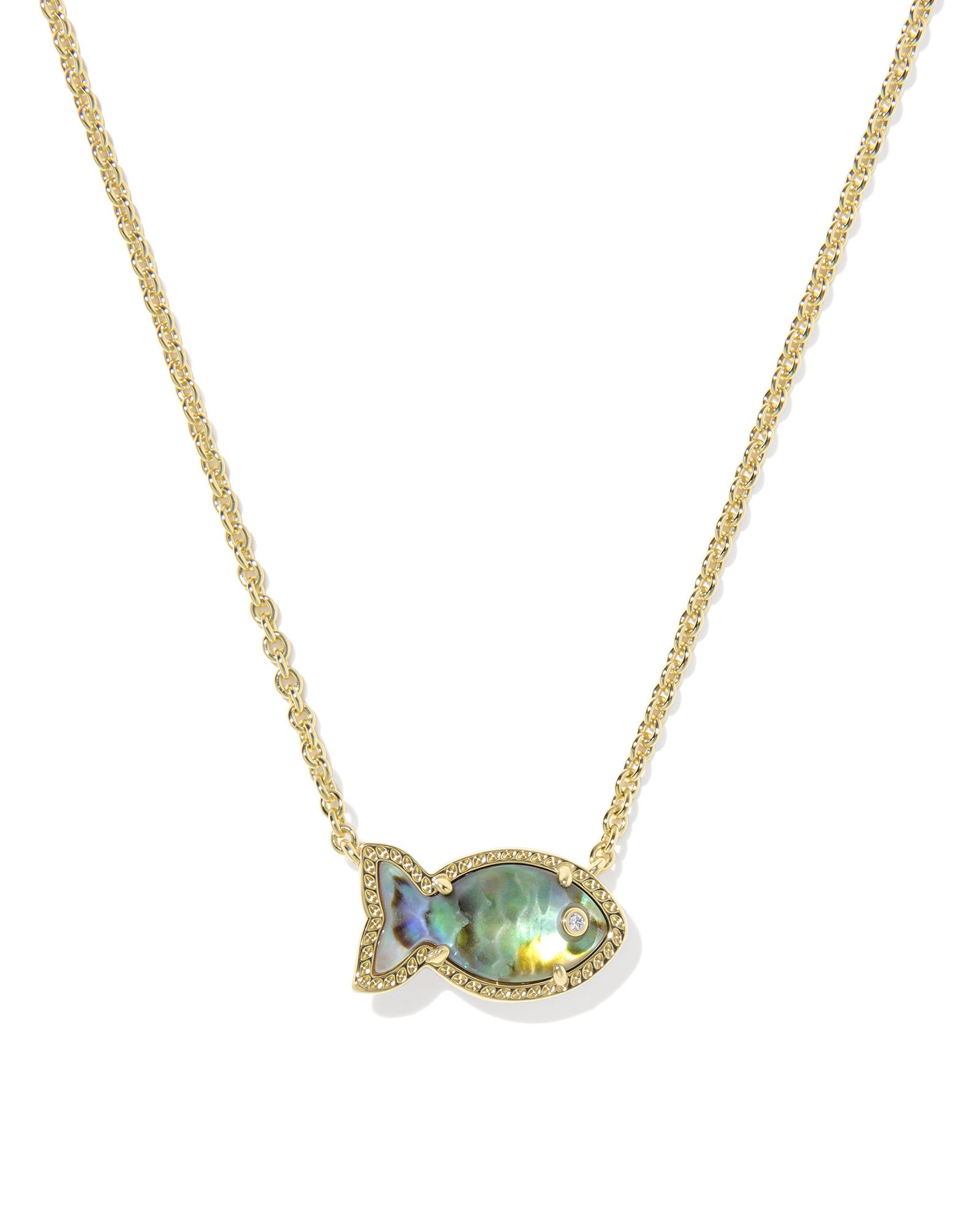 Kendra Scott Parker Fish Short Pendant Necklace - Gold Abalone Shell