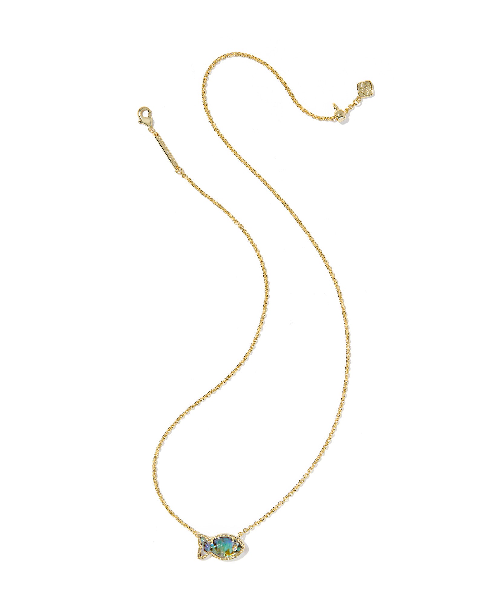 Kendra Scott Parker Fish Short Pendant Necklace - Gold Abalone Shell