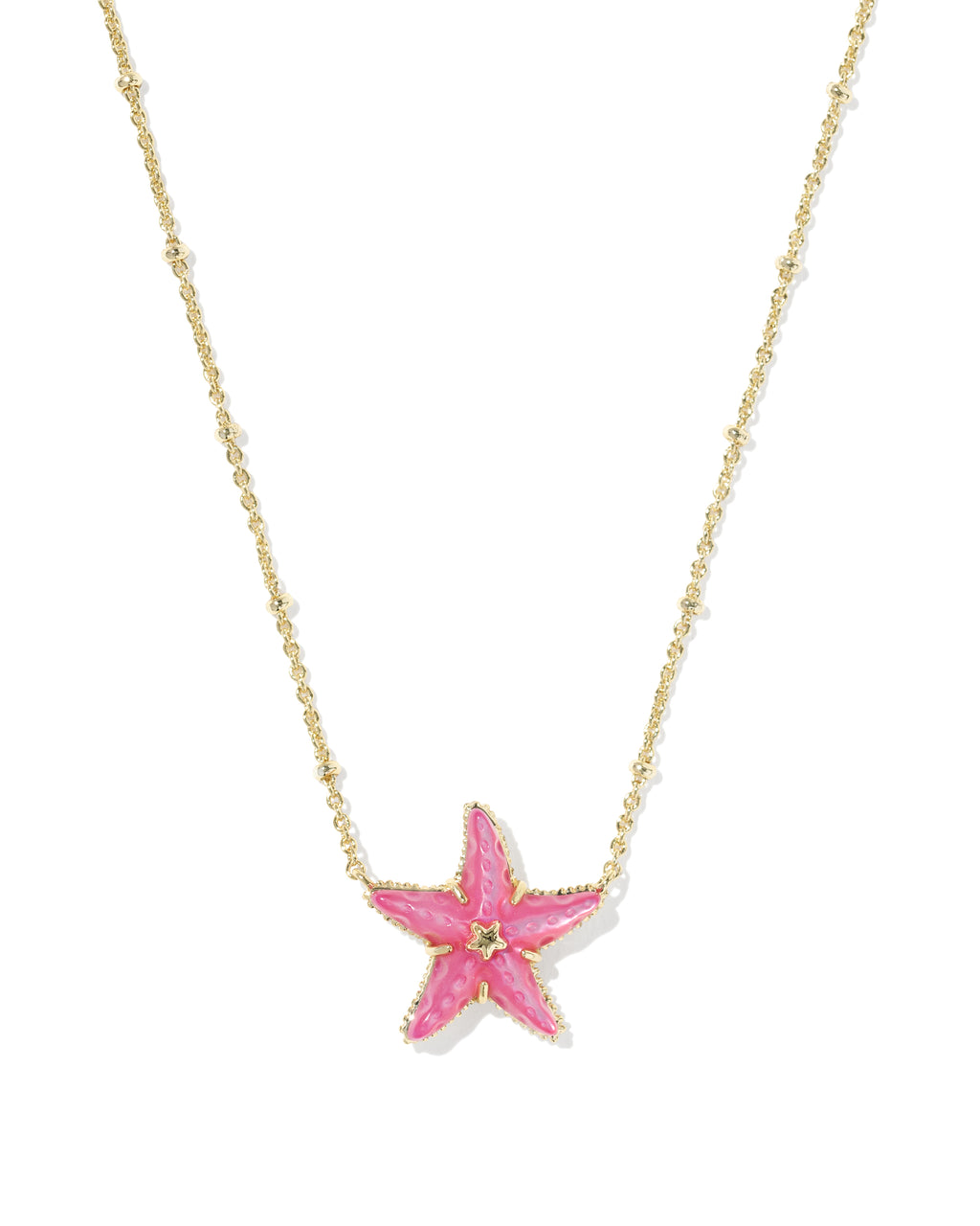 Kendra Scott Parker Starfish Short Pendant Necklace - Gold Bright Pink Mother Of Pearl