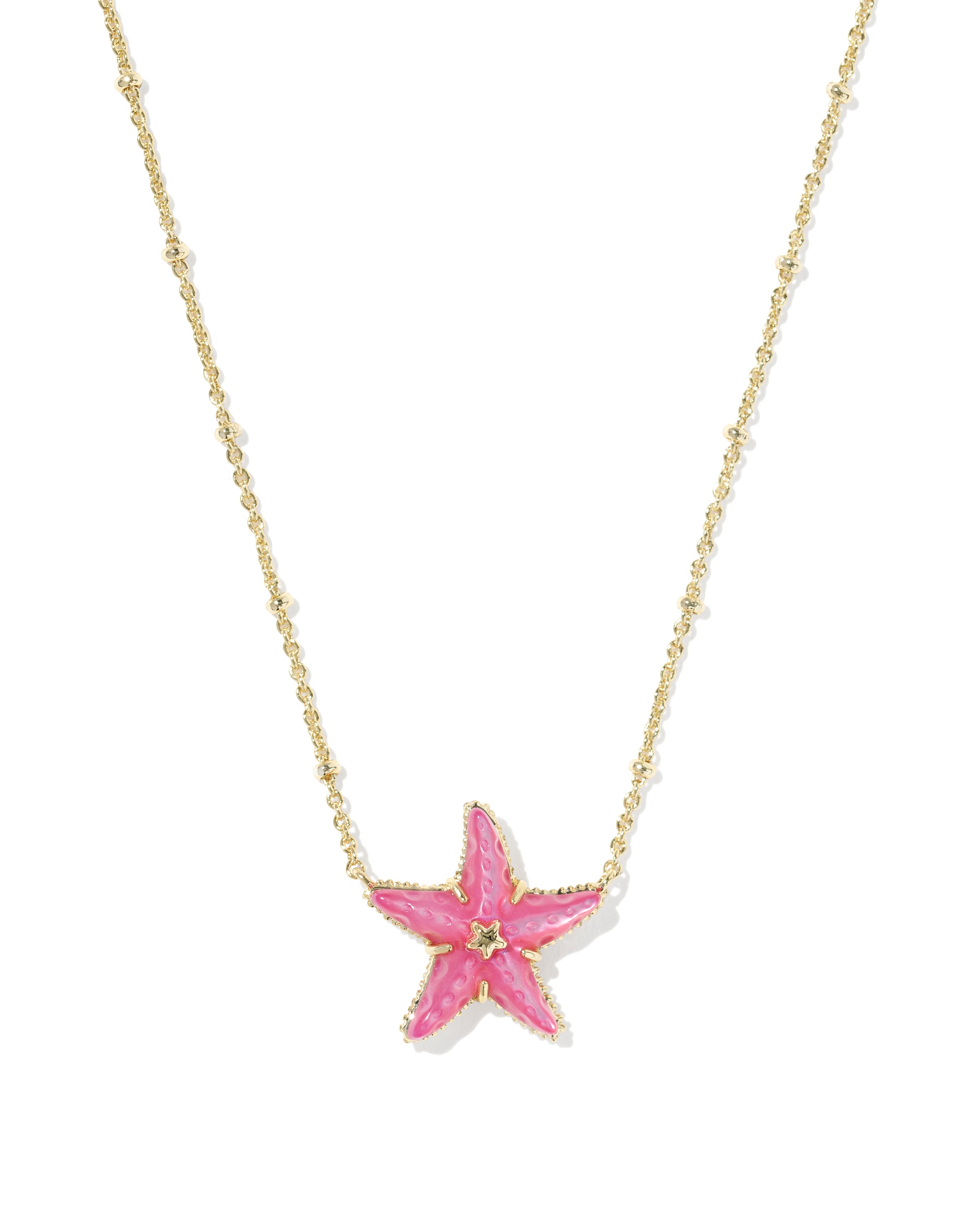 Kendra Scott Parker Starfish Short Pendant Necklace - Gold Bright Pink Mother Of Pearl
