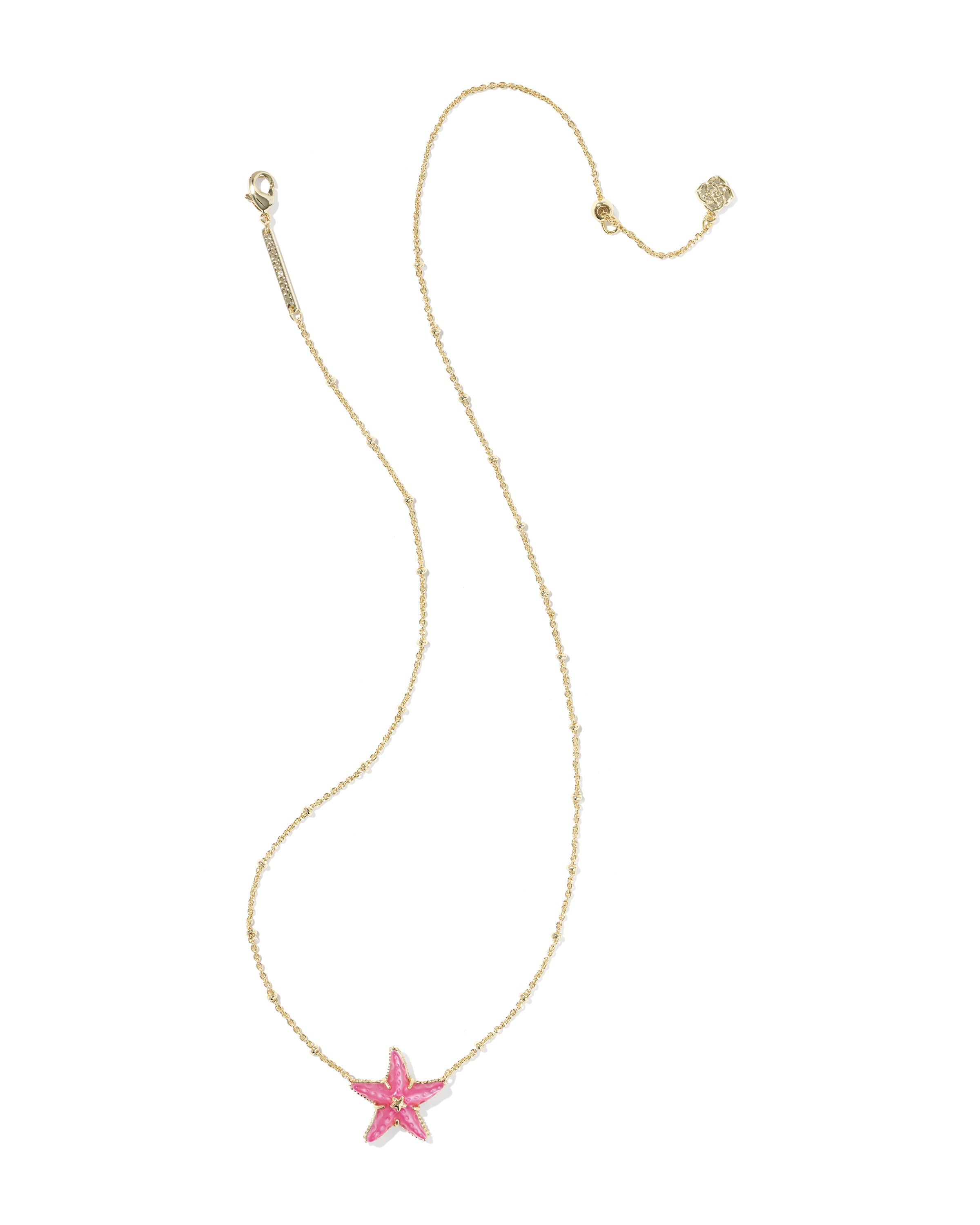Kendra Scott Parker Starfish Short Pendant Necklace - Gold Bright Pink Mother Of Pearl