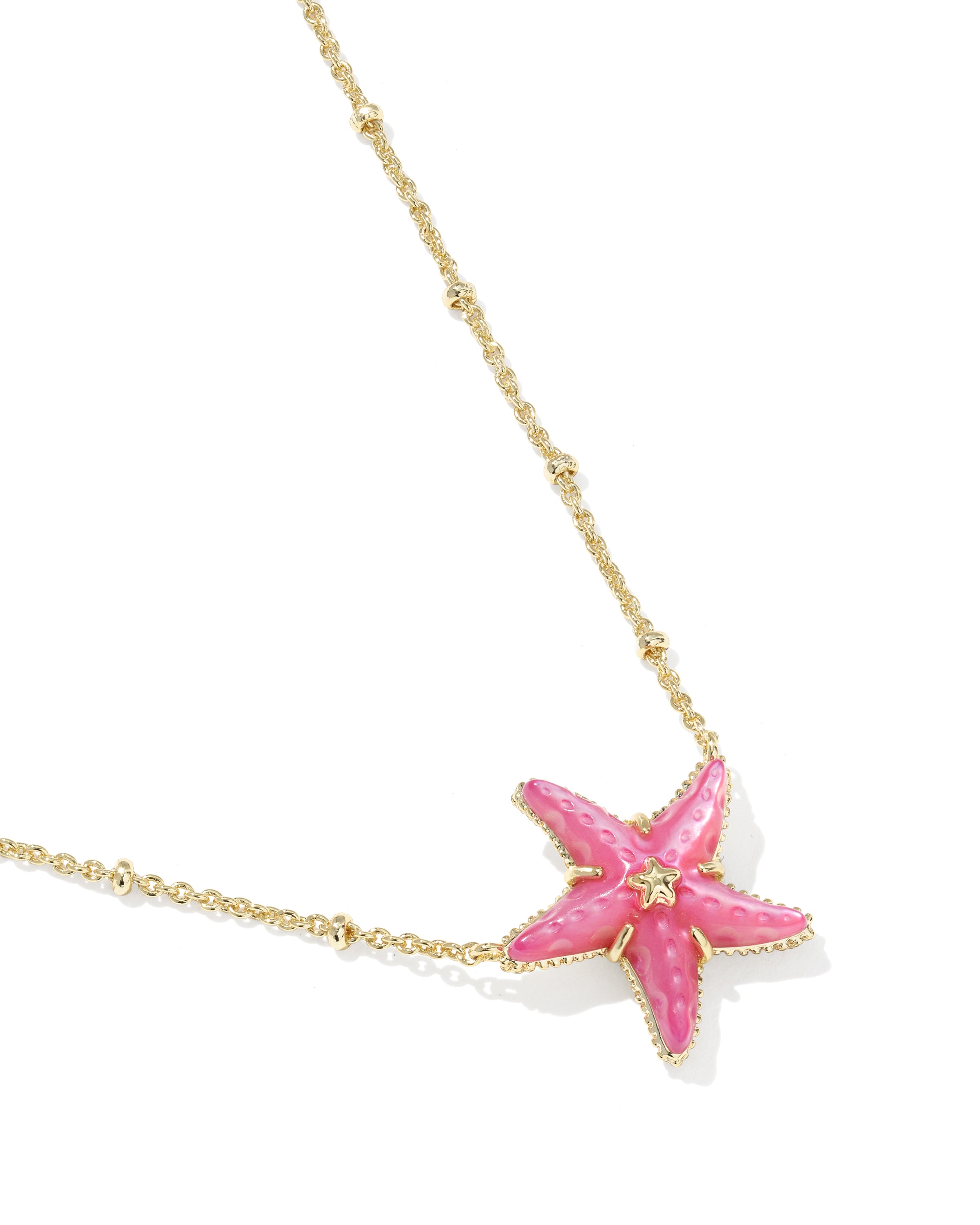 Kendra Scott Parker Starfish Short Pendant Necklace - Gold Bright Pink Mother Of Pearl
