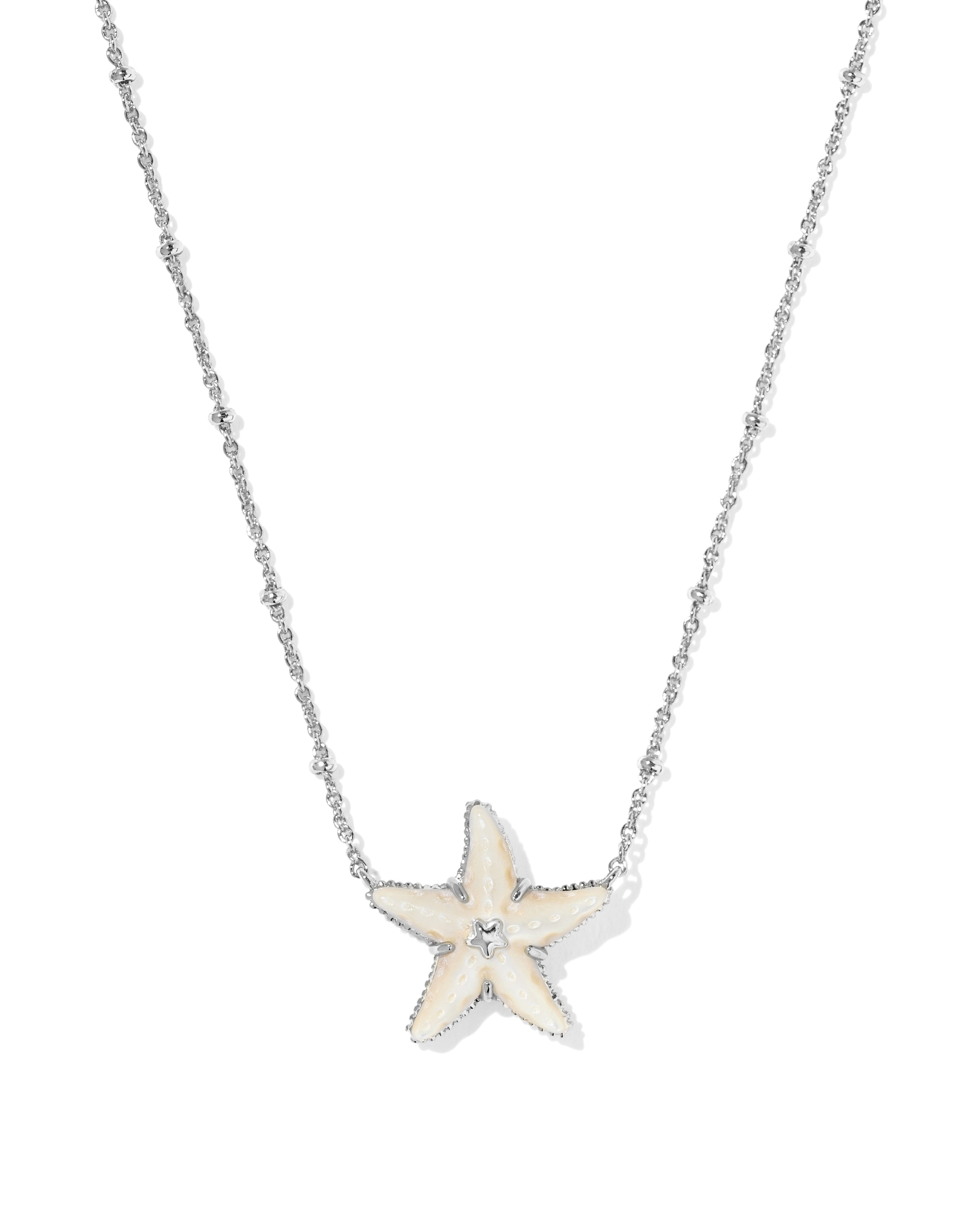 Kendra Scott Parker Starfish Short Pendant Necklace - Silver Natural Mother Of Pearl