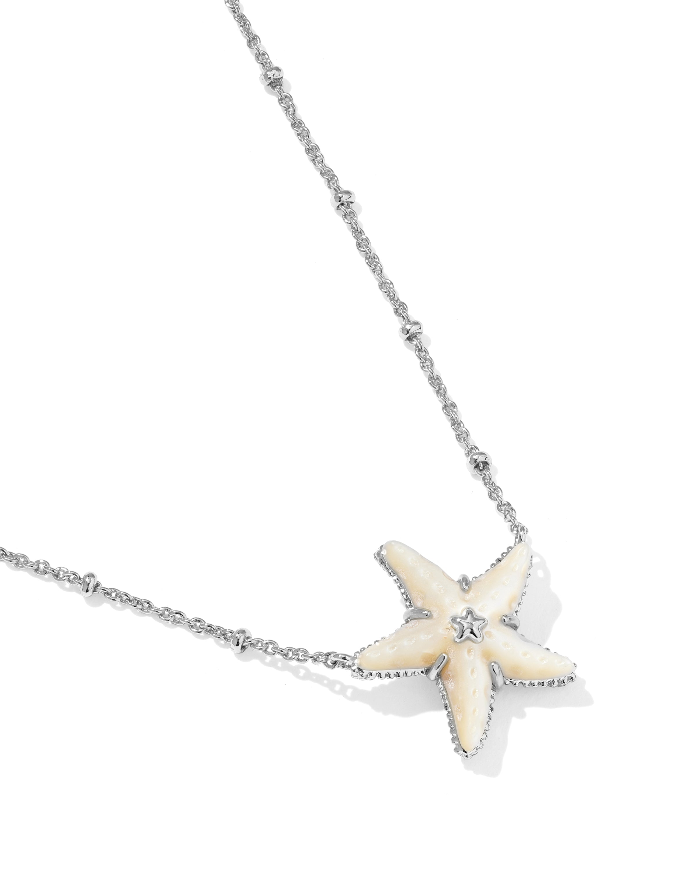Kendra Scott Parker Starfish Short Pendant Necklace - Silver Natural Mother Of Pearl