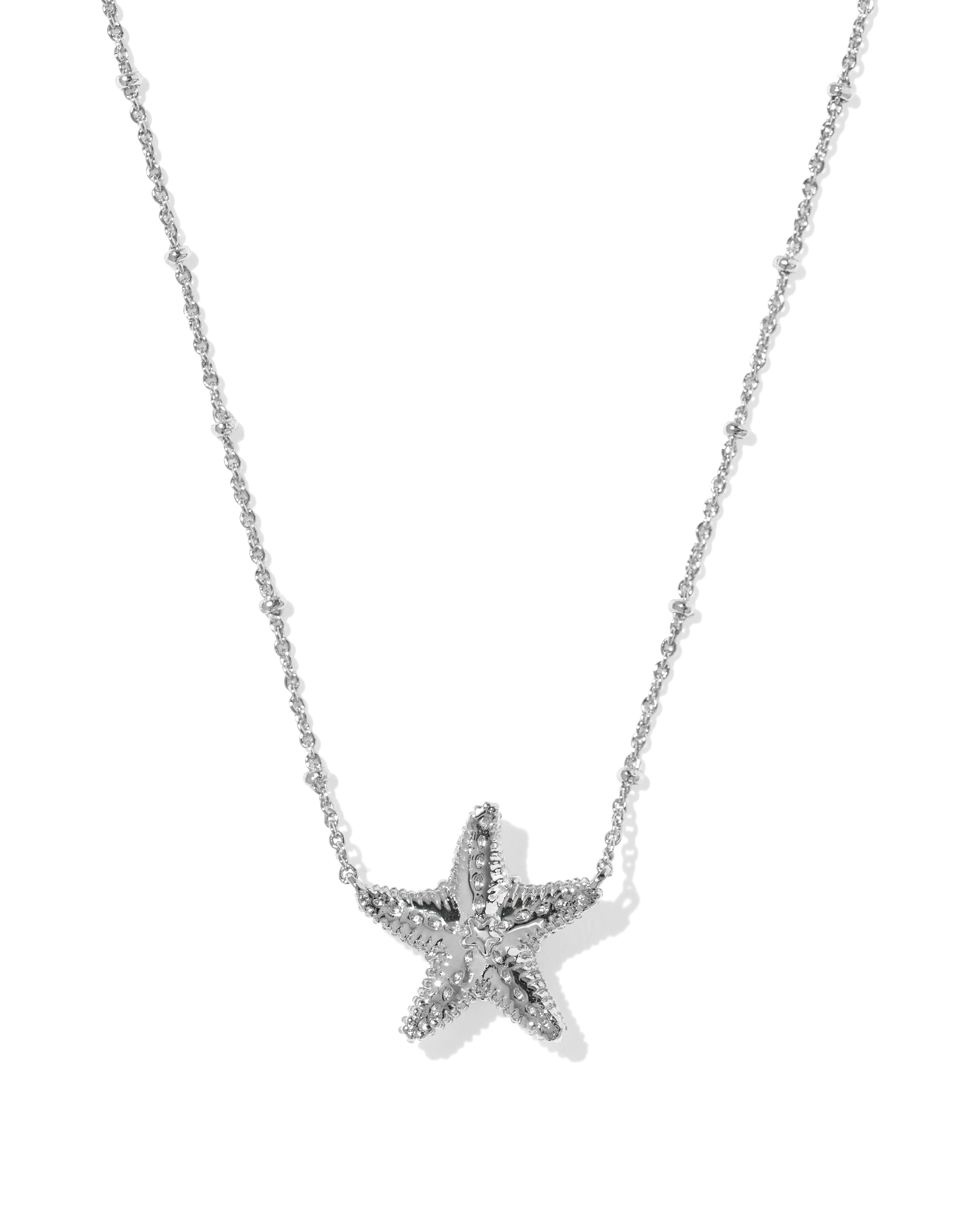Kendra Scott Parker Starfish Short Pendant Necklace - Silver Natural Mother Of Pearl