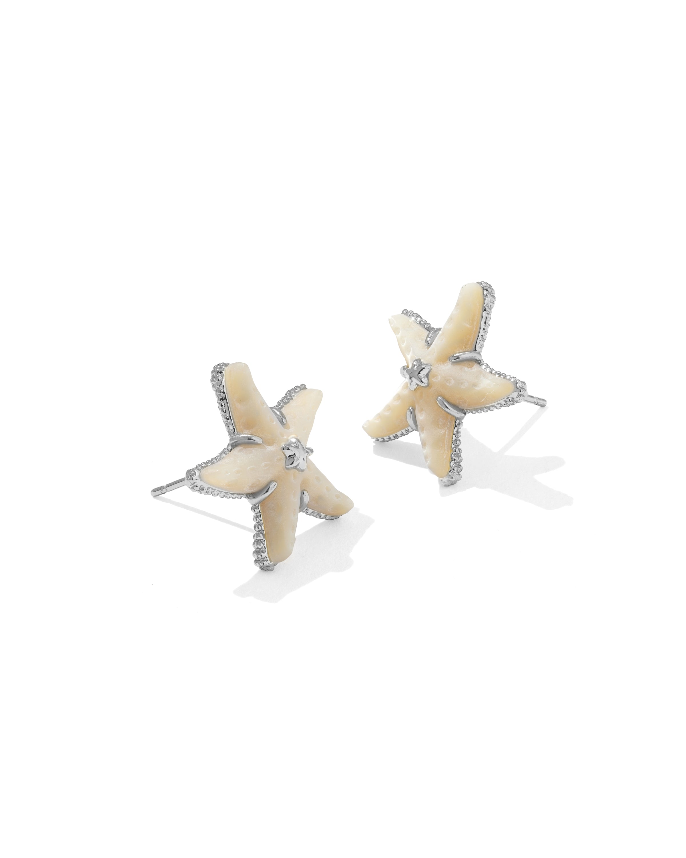 Kendra Scott Parker Starfish Stud Earrings - Silver Natural Mother Of Pearl