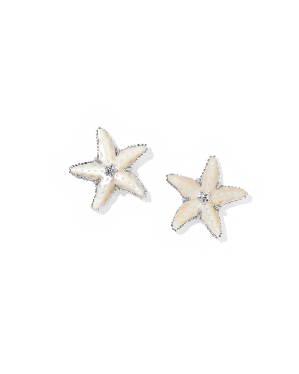 Kendra Scott Parker Starfish Stud Earrings - Silver Natural Mother Of Pearl