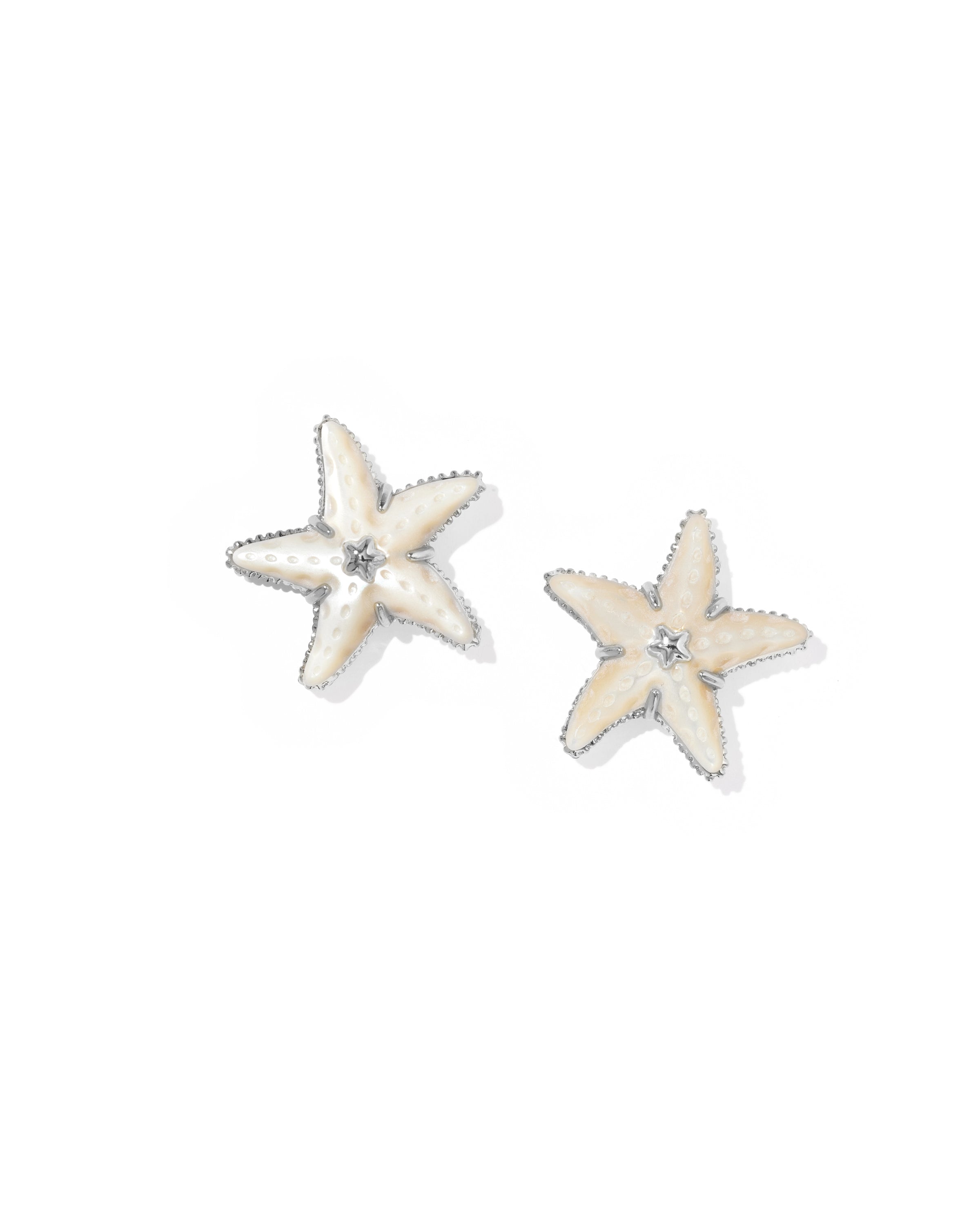 Kendra Scott Parker Starfish Stud Earrings - Silver Natural Mother Of Pearl