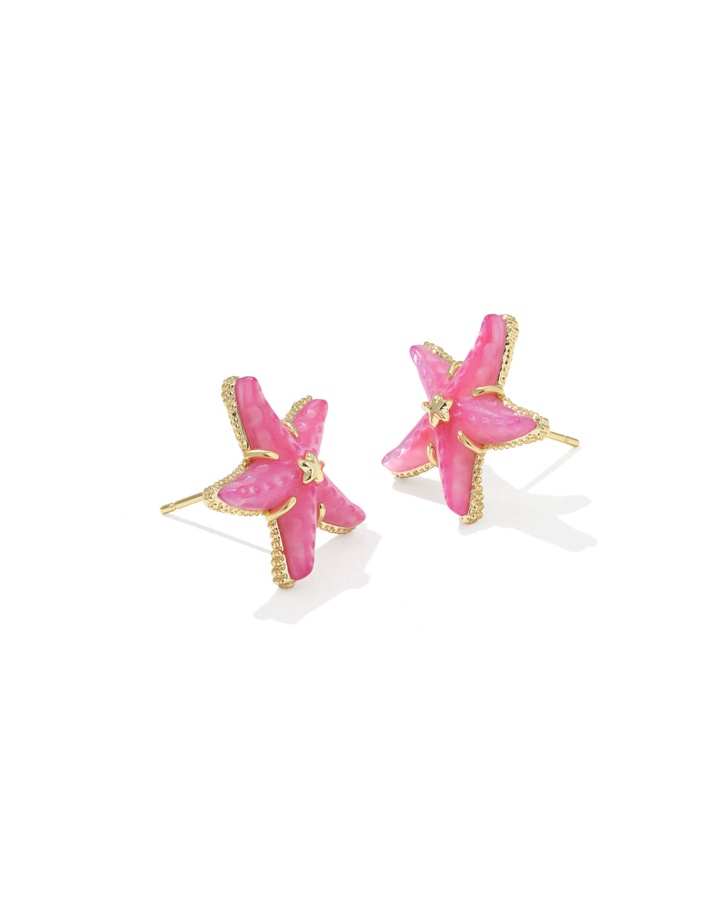 Kendra Scott Parker Starfish Stud Earrings - Gold Bright Pink Mother Of Pearl
