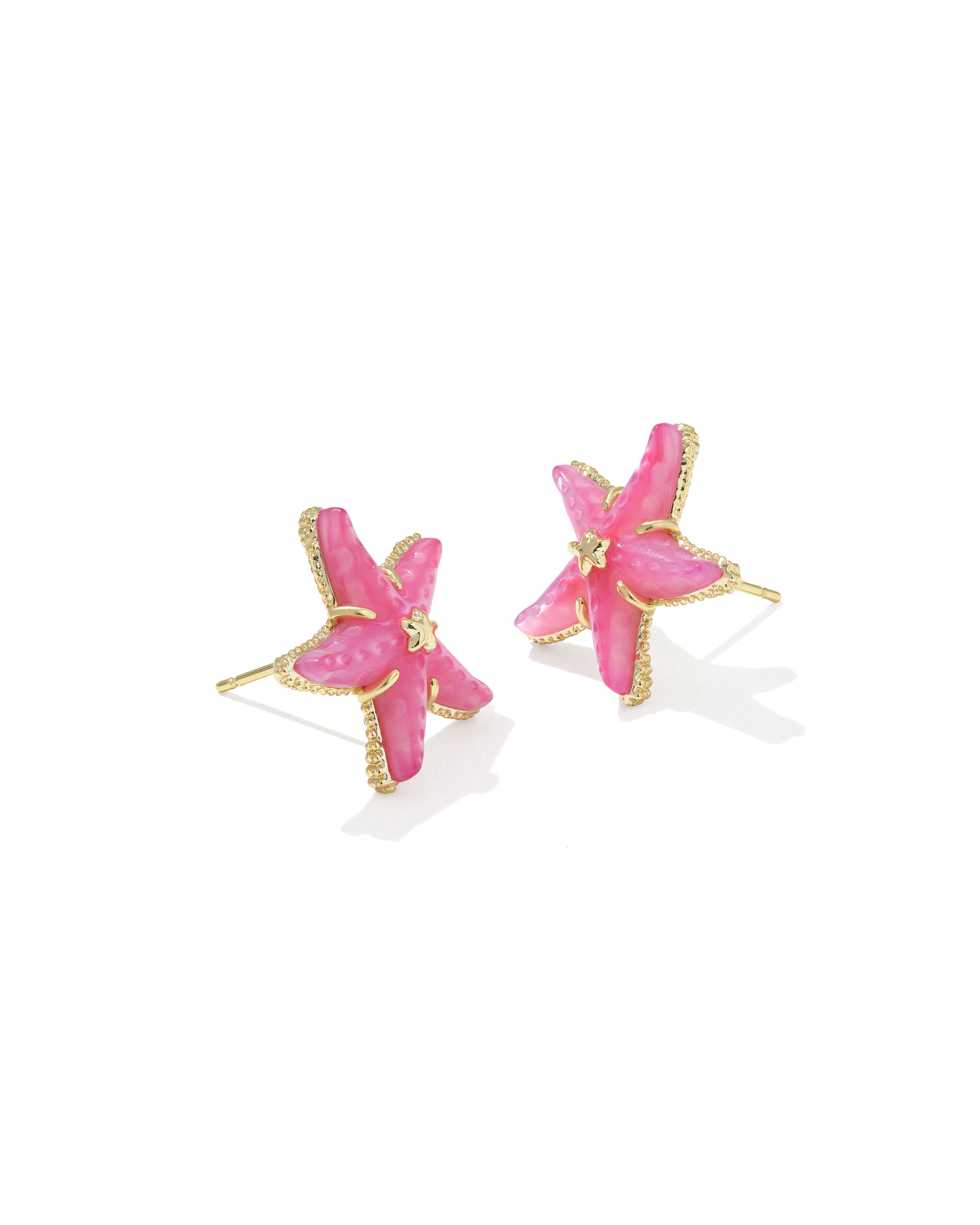 Kendra Scott Parker Starfish Stud Earrings - Gold Bright Pink Mother Of Pearl