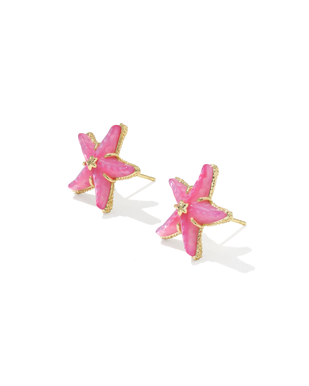 Kendra Scott Parker Starfish Stud Earrings - Gold Bright Pink Mother Of Pearl
