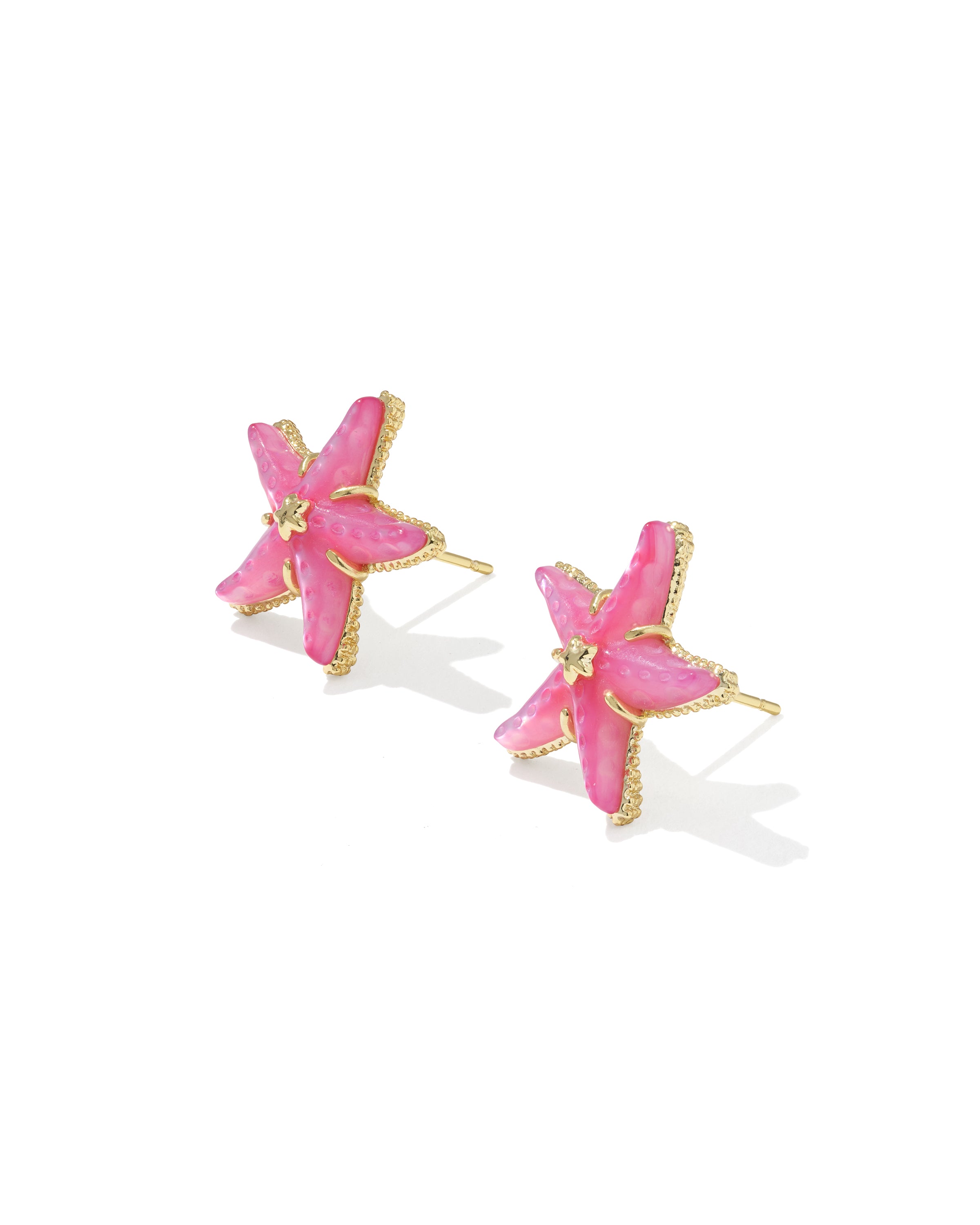 Kendra Scott Parker Starfish Stud Earrings - Gold Bright Pink Mother Of Pearl