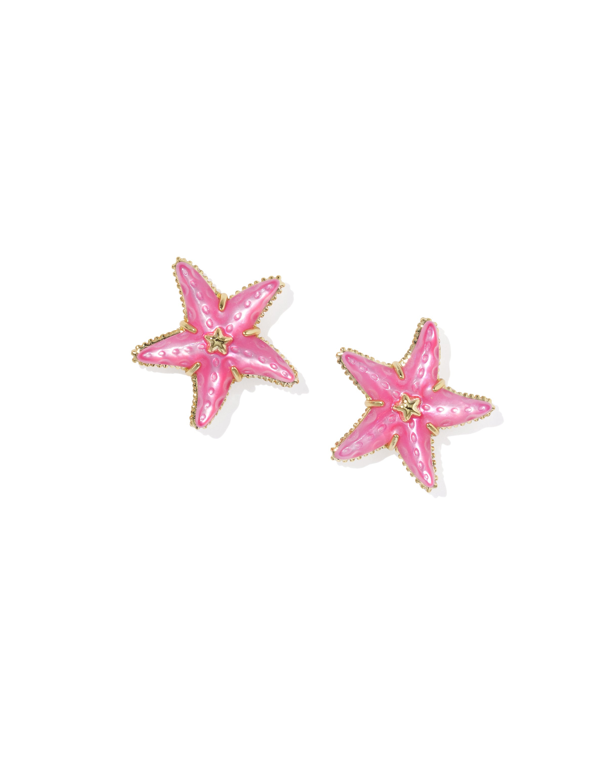 Kendra Scott Parker Starfish Stud Earrings - Gold Bright Pink Mother Of Pearl