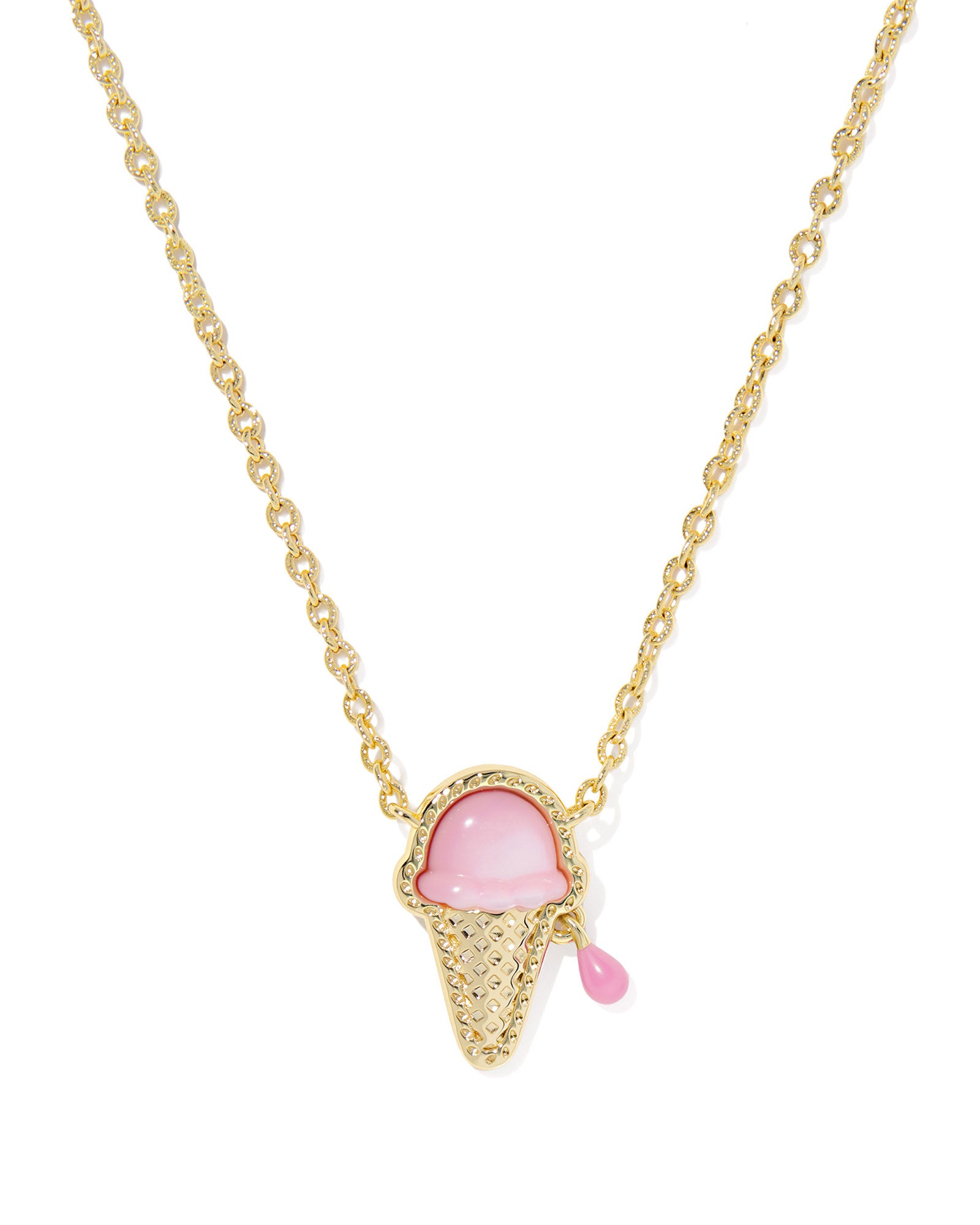 Kendra Scott Ice Cream Short Pendant Necklace - Gold Pastel Pink Mother Of Pearl