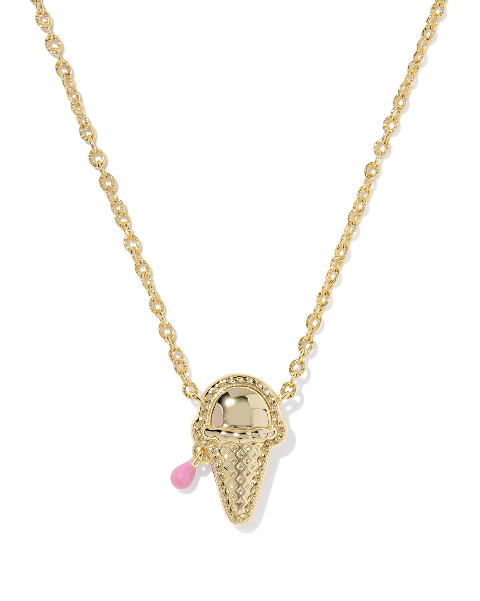 Kendra Scott Ice Cream Short Pendant Necklace - Gold Pastel Pink Mother Of Pearl
