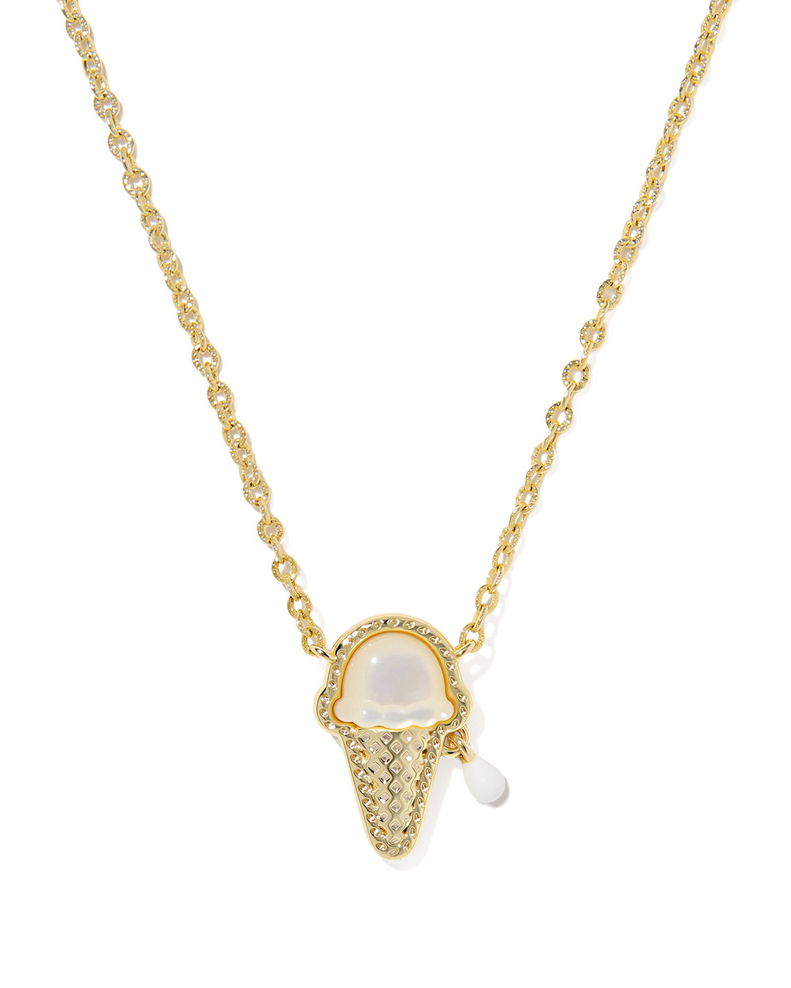 Kendra Scott Ice Cream Short Pendant Necklace - Gold Ivory Mother Of Pearl