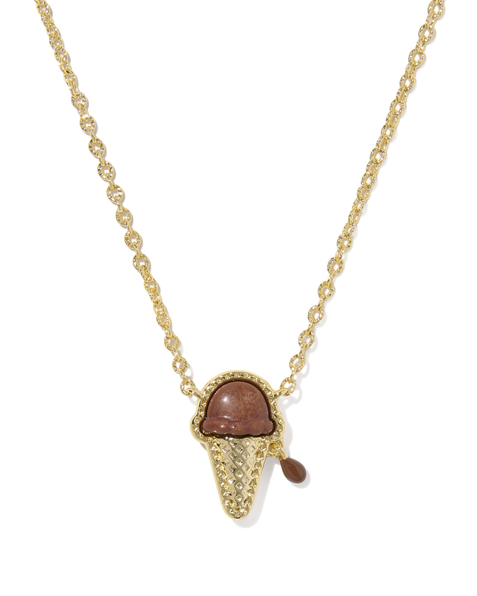 Kendra Scott Ice Cream Short Pendant Necklace - Gold Brown Magnesite