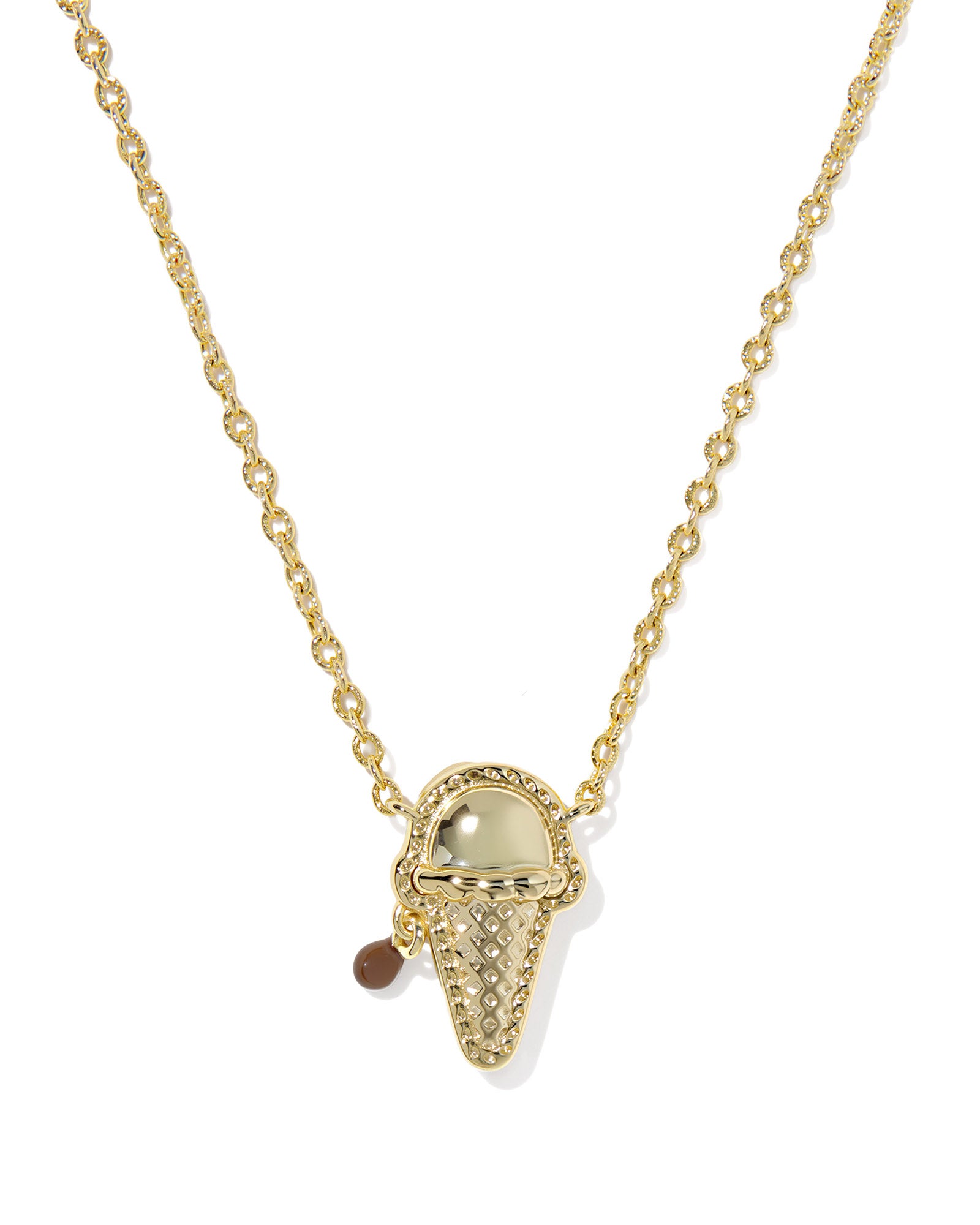 Kendra Scott Ice Cream Short Pendant Necklace - Gold Brown Magnesite