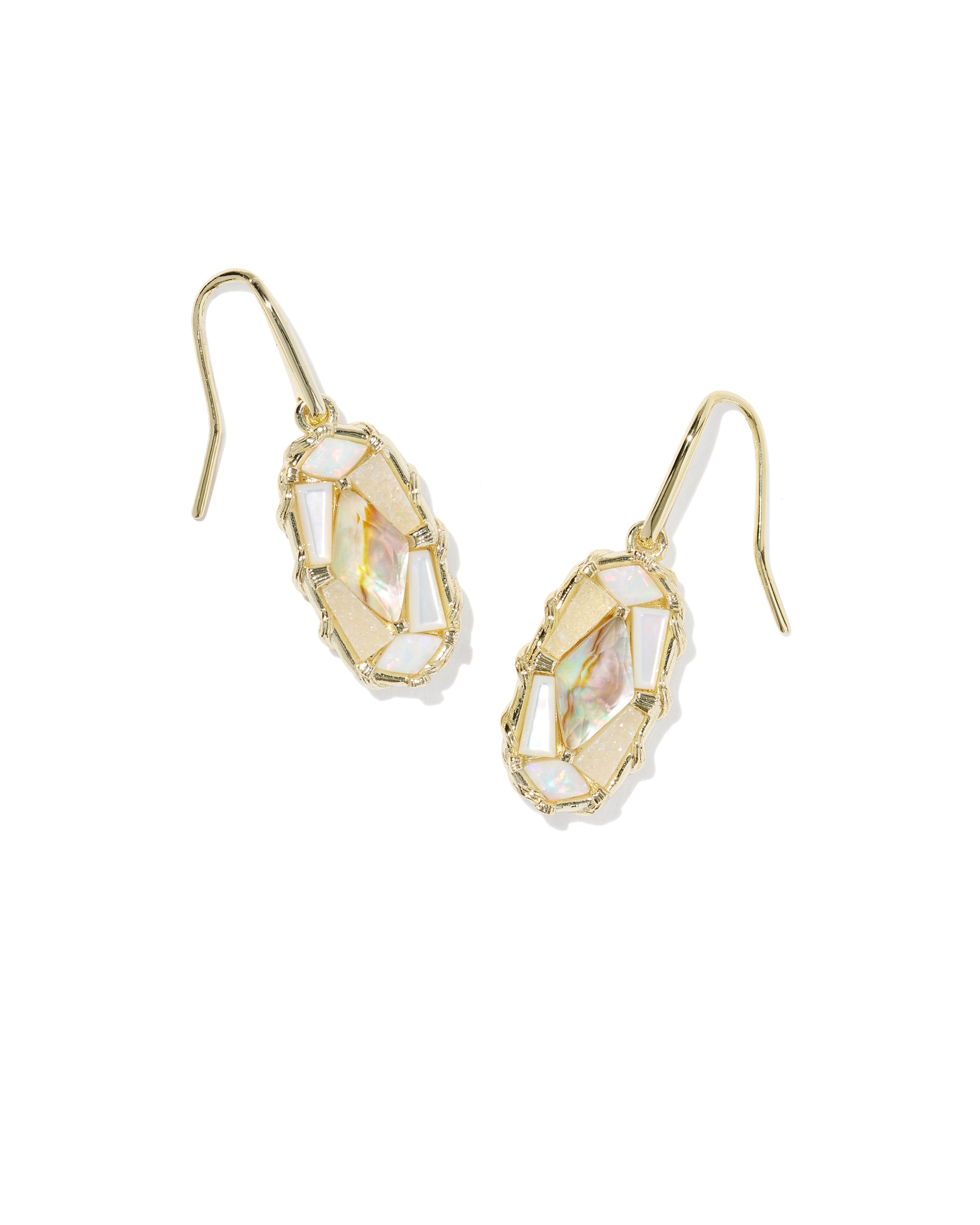 Kendra Scott Dolly Parton Patchwork Lee Drop Earrings - Gold White Mix