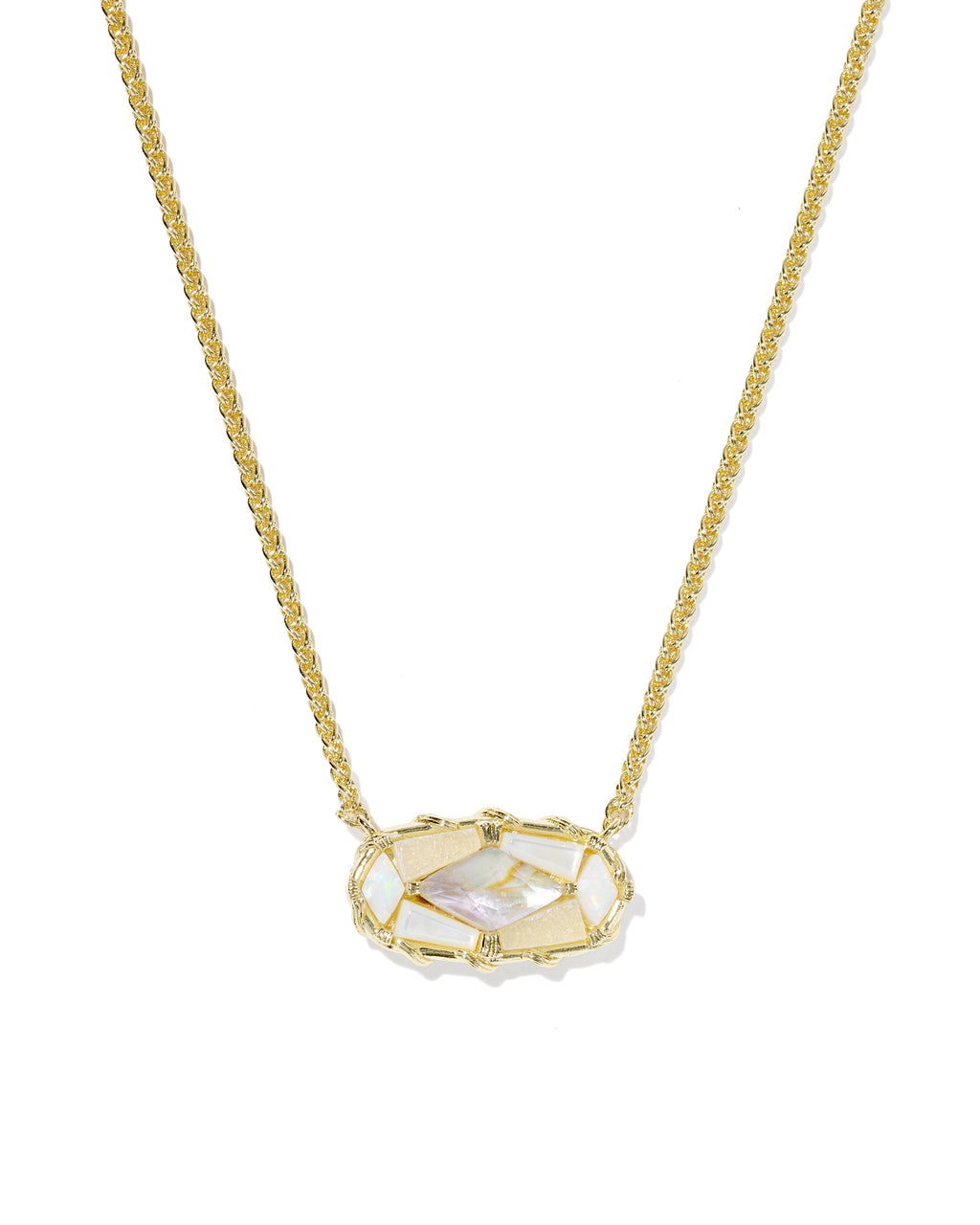Kendra Scott Dolly Parton Patchwork Elisa Short Pendant Necklace - Gold White Mix