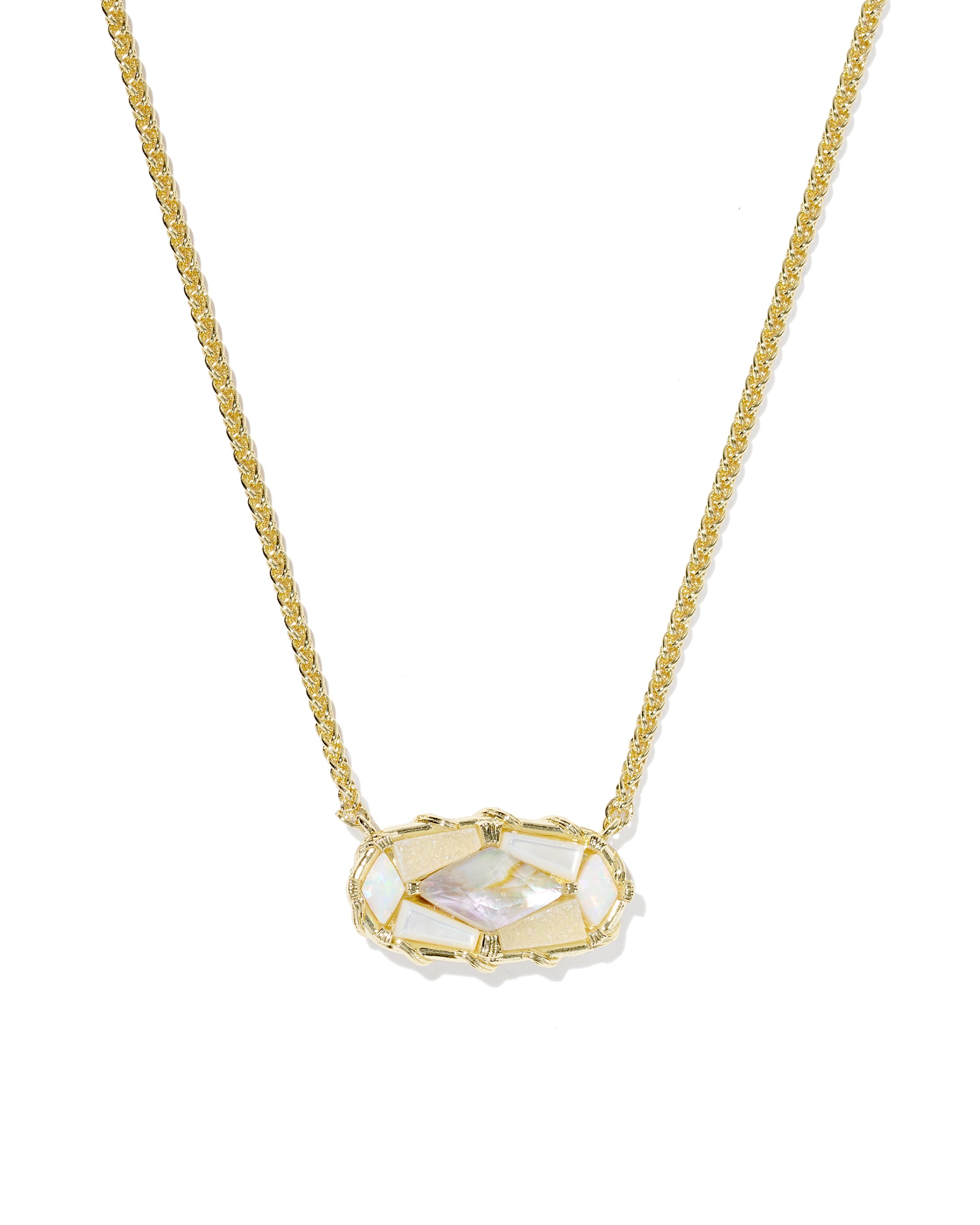 Kendra Scott Dolly Parton Patchwork Elisa Short Pendant Necklace - Gold White Mix