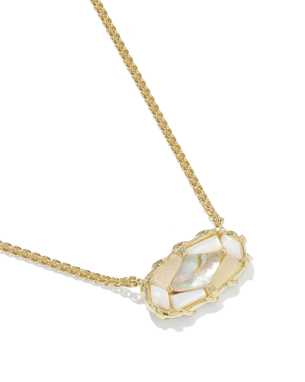 Kendra Scott Dolly Parton Patchwork Elisa Short Pendant Necklace - Gold White Mix