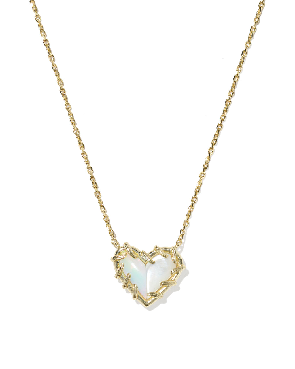 Kendra Scott Dolly Parton Patchwork Ari Heart Short Pendant Necklace - Gold White Mix
