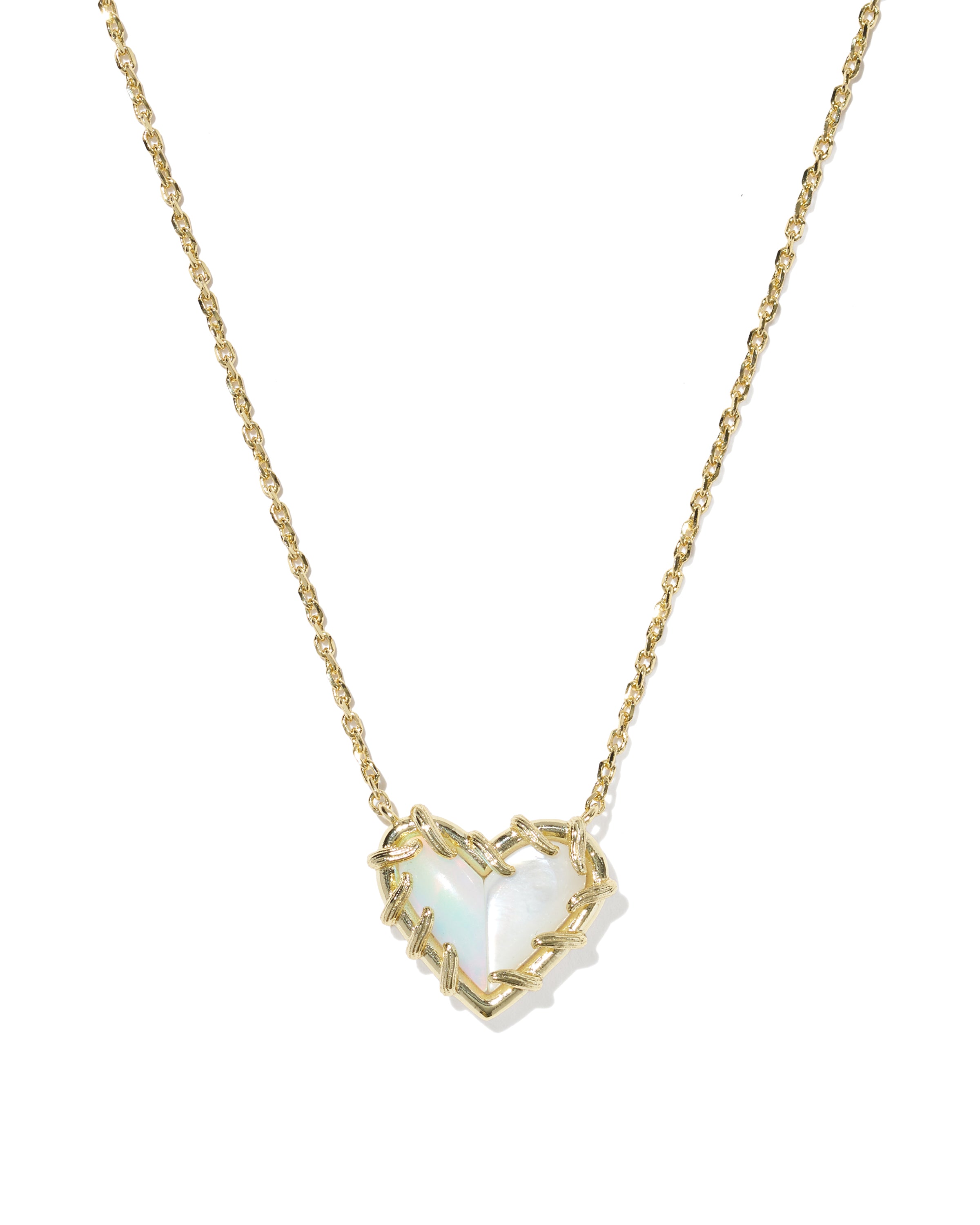 Kendra Scott Dolly Parton Patchwork Ari Heart Short Pendant Necklace - Gold White Mix