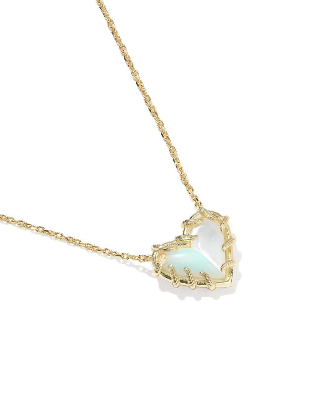 Kendra Scott Dolly Parton Patchwork Ari Heart Short Pendant Necklace - Gold White Mix