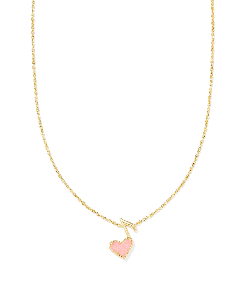 Kendra Scott Dolly Parton Ari Heart Music Note Short Pendant Necklace - Gold Light Pink Drusy