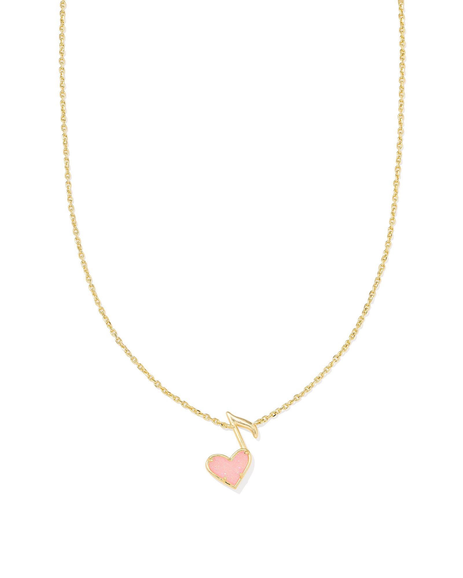 Kendra Scott Dolly Parton Ari Heart Music Note Short Pendant Necklace - Gold Light Pink Drusy