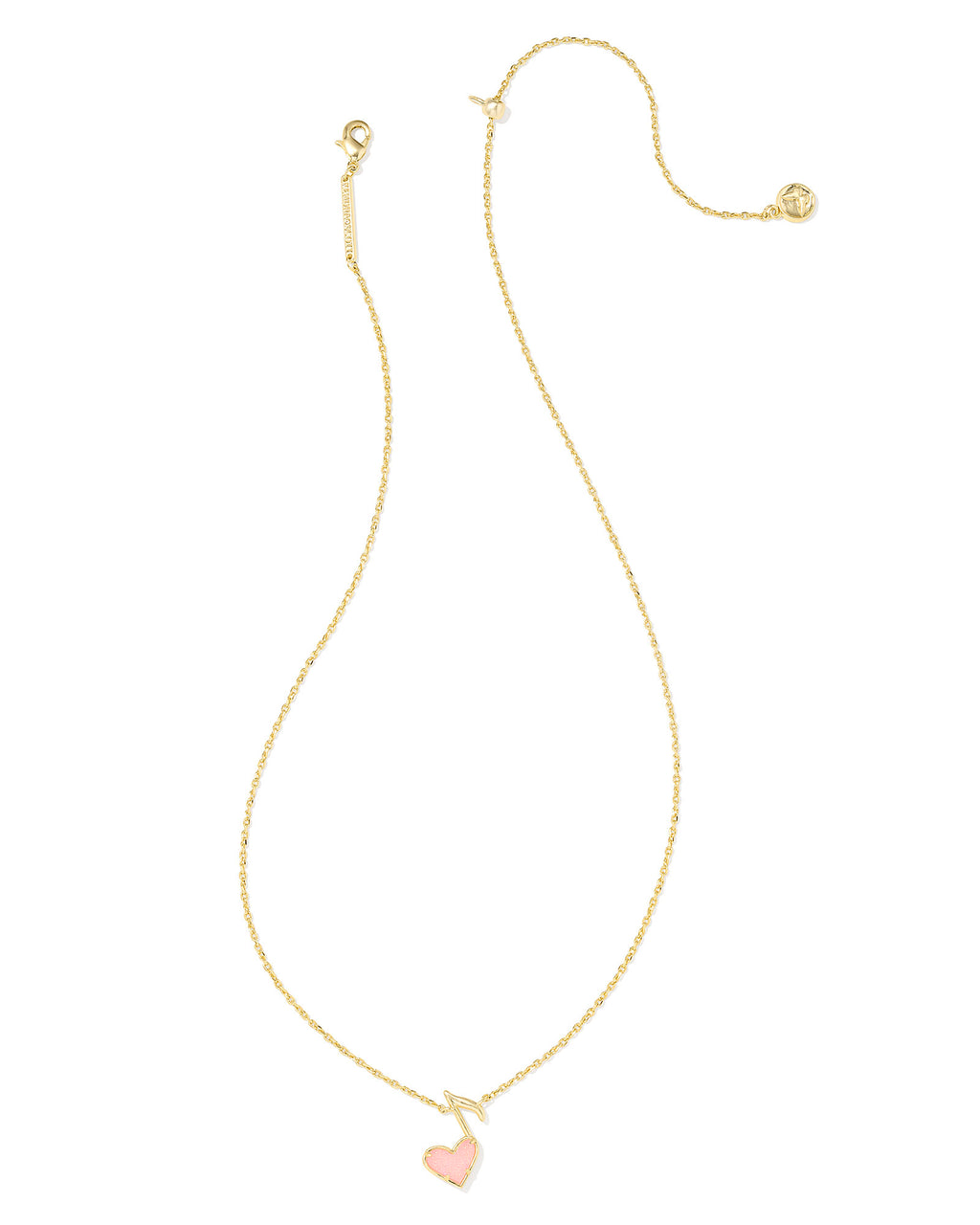 Kendra Scott Dolly Parton Ari Heart Music Note Short Pendant Necklace - Gold Light Pink Drusy