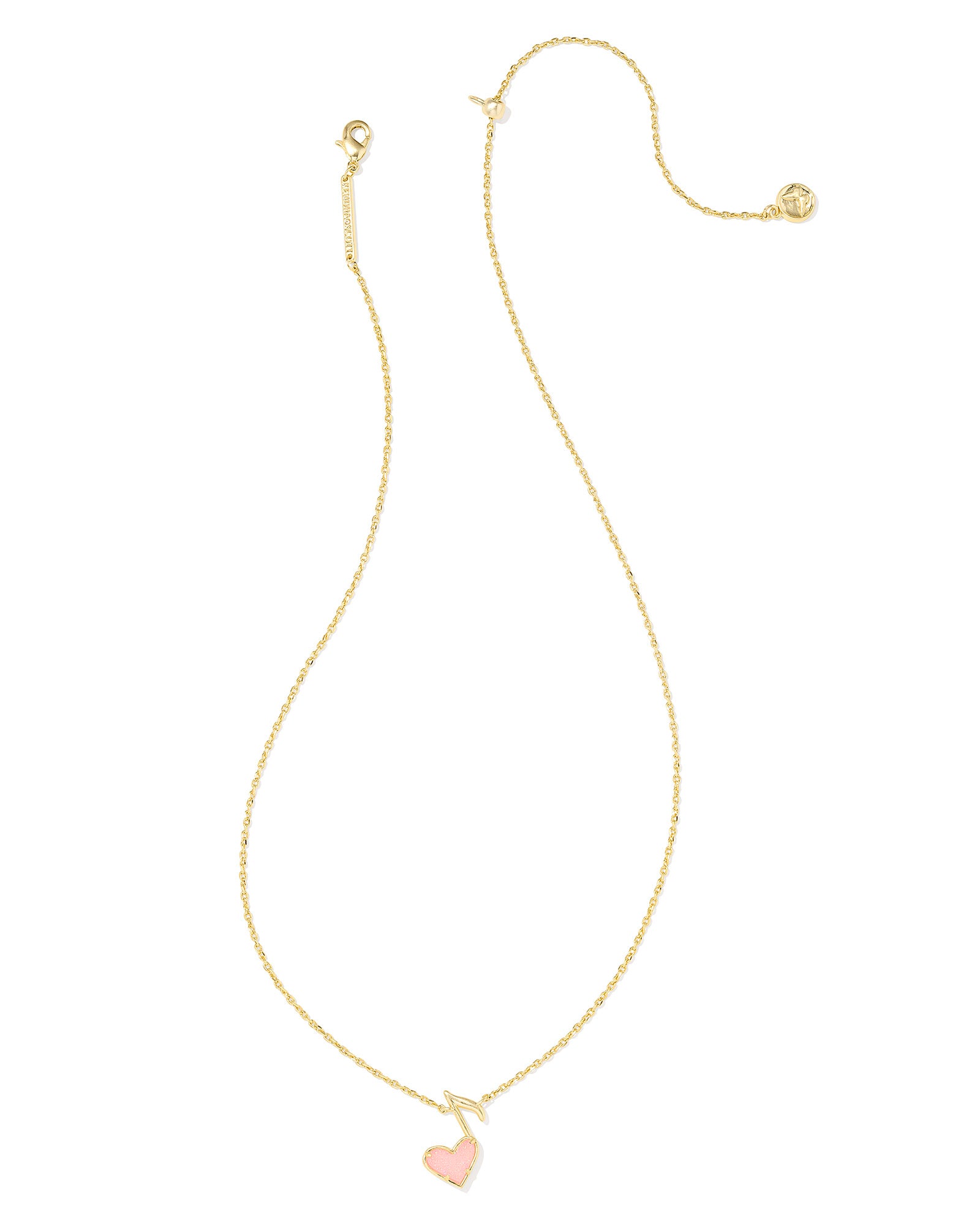 Kendra Scott Dolly Parton Ari Heart Music Note Short Pendant Necklace - Gold Light Pink Drusy
