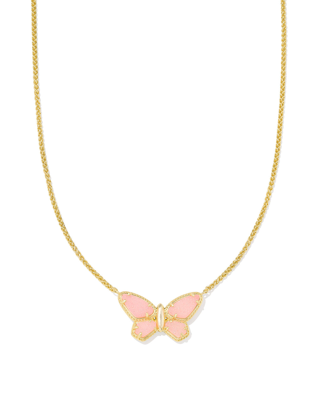 Kendra Scott Dolly Parton Butterfly Short Pendant Necklace - Gold Light Pink Drusy
