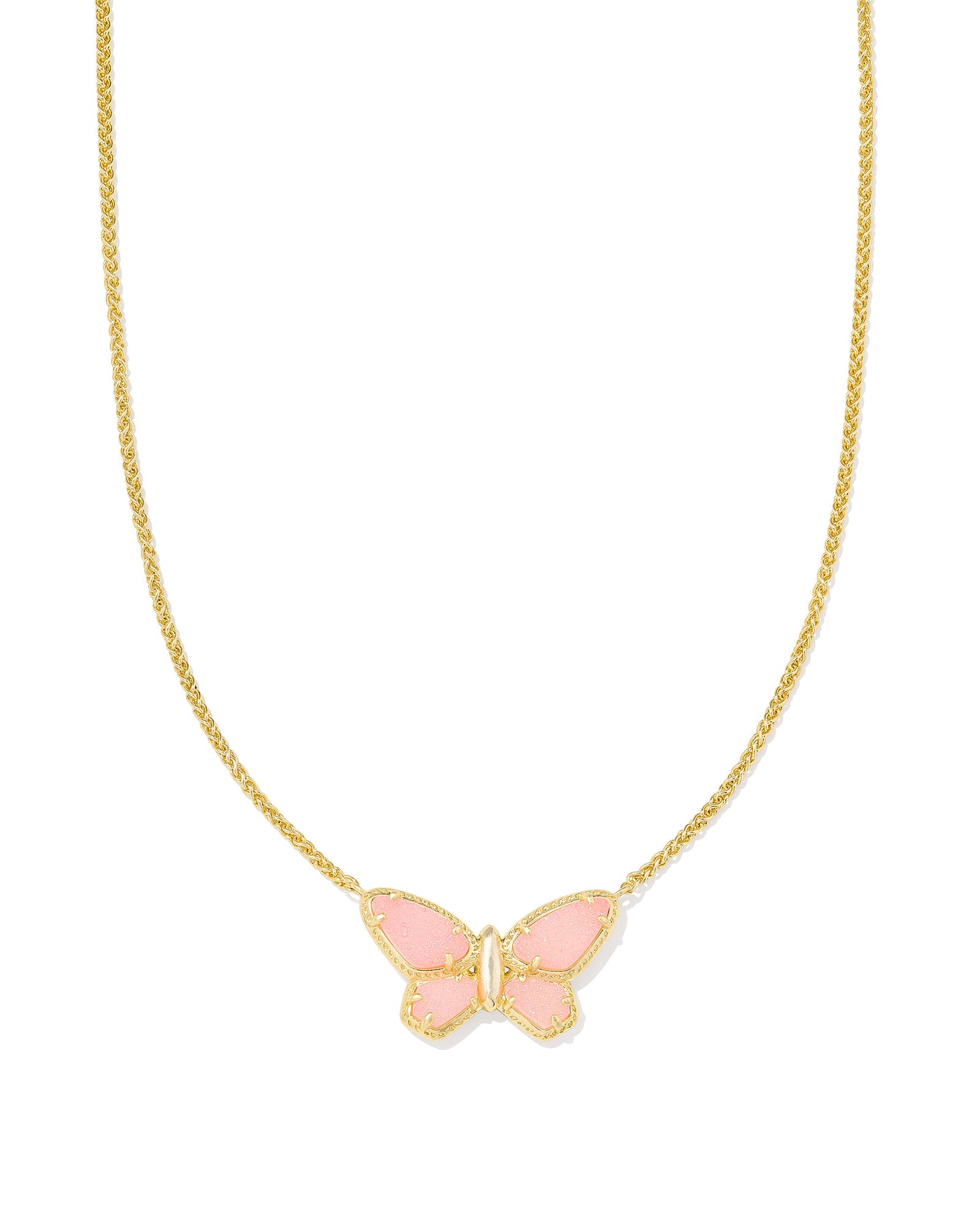 Kendra Scott Dolly Parton Butterfly Short Pendant Necklace - Gold Light Pink Drusy