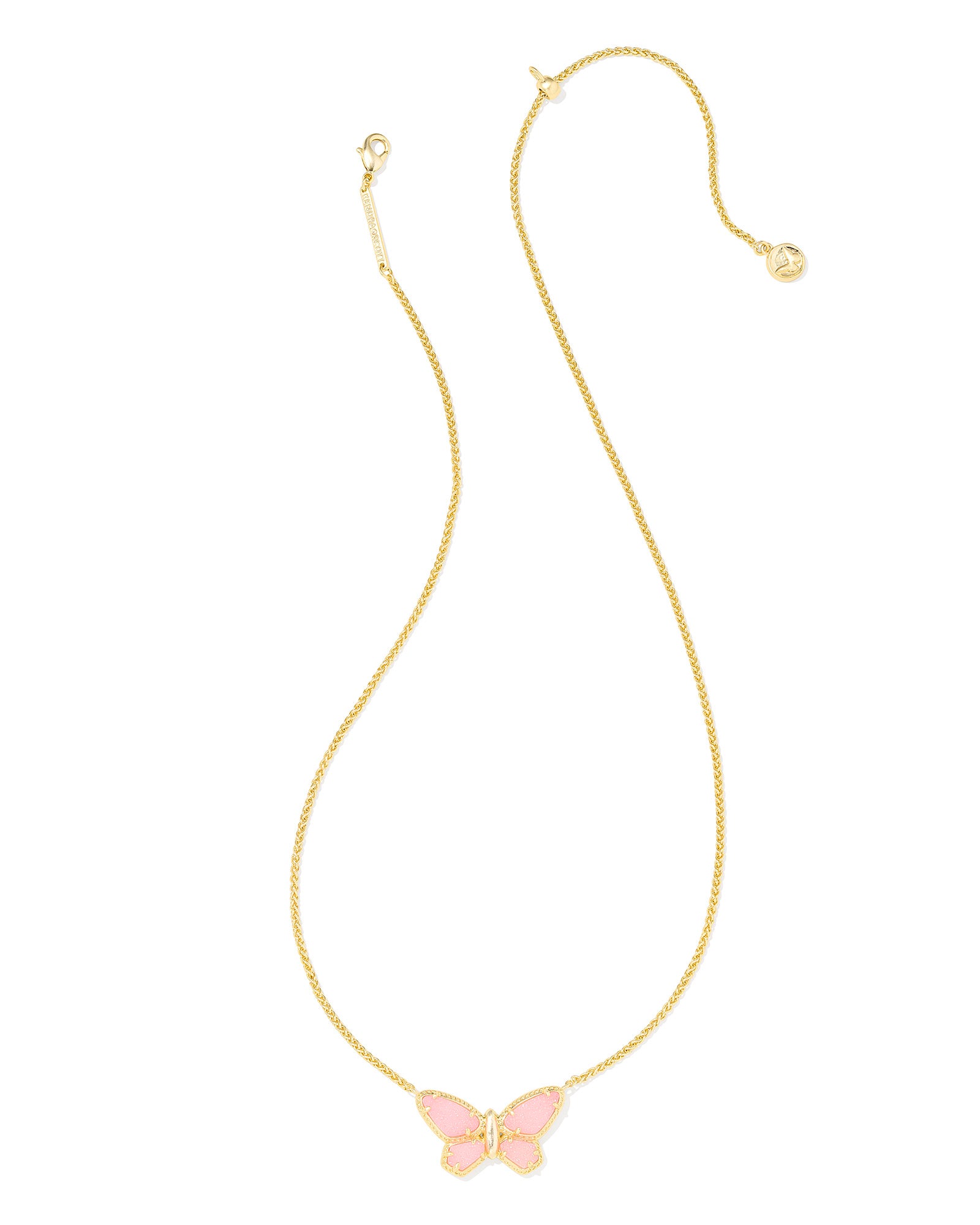 Kendra Scott Dolly Parton Butterfly Short Pendant Necklace - Gold Light Pink Drusy